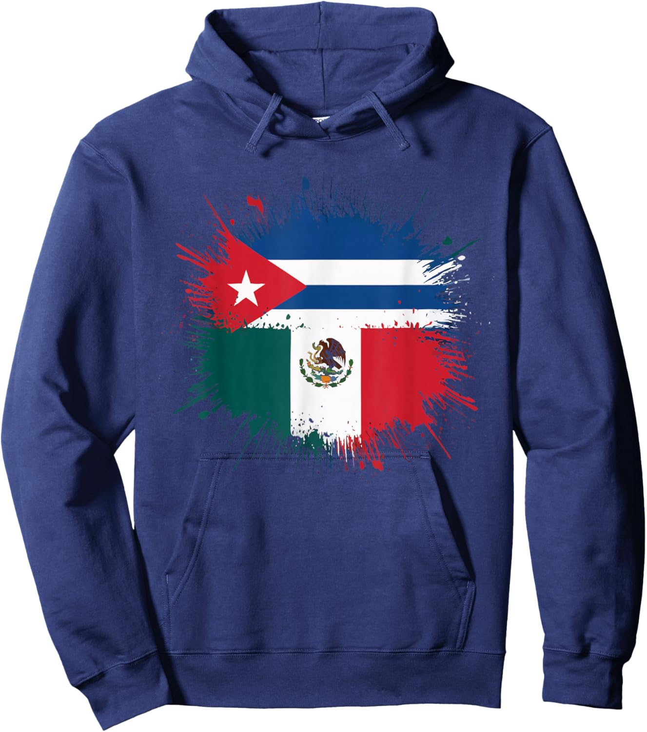 Half Cuban Half Mexican Country Mexico Flag Cuba Hoodie - Hoodie | Navy