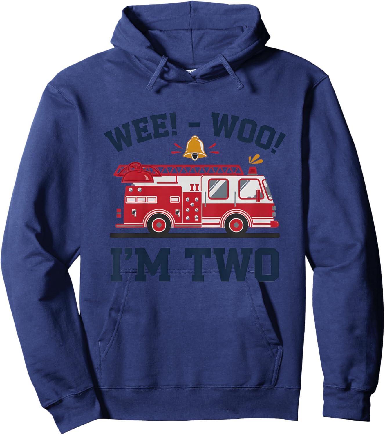 2 Year old Firetruck Wee Woo I'm Two Hoodie - Hoodie | Navy