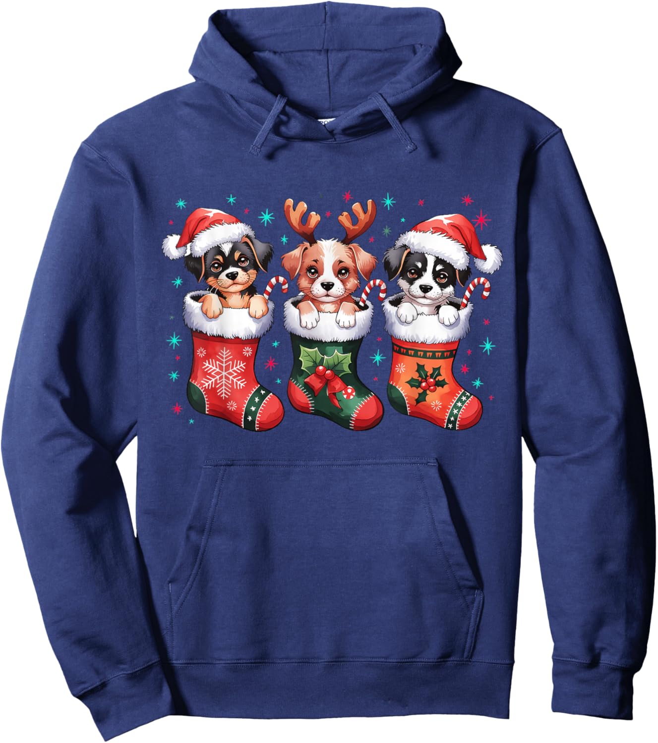 Cute Dog Christmas Santa Funny Christmas Xmas Dog Men Women Hoodie - Hoodie | Navy