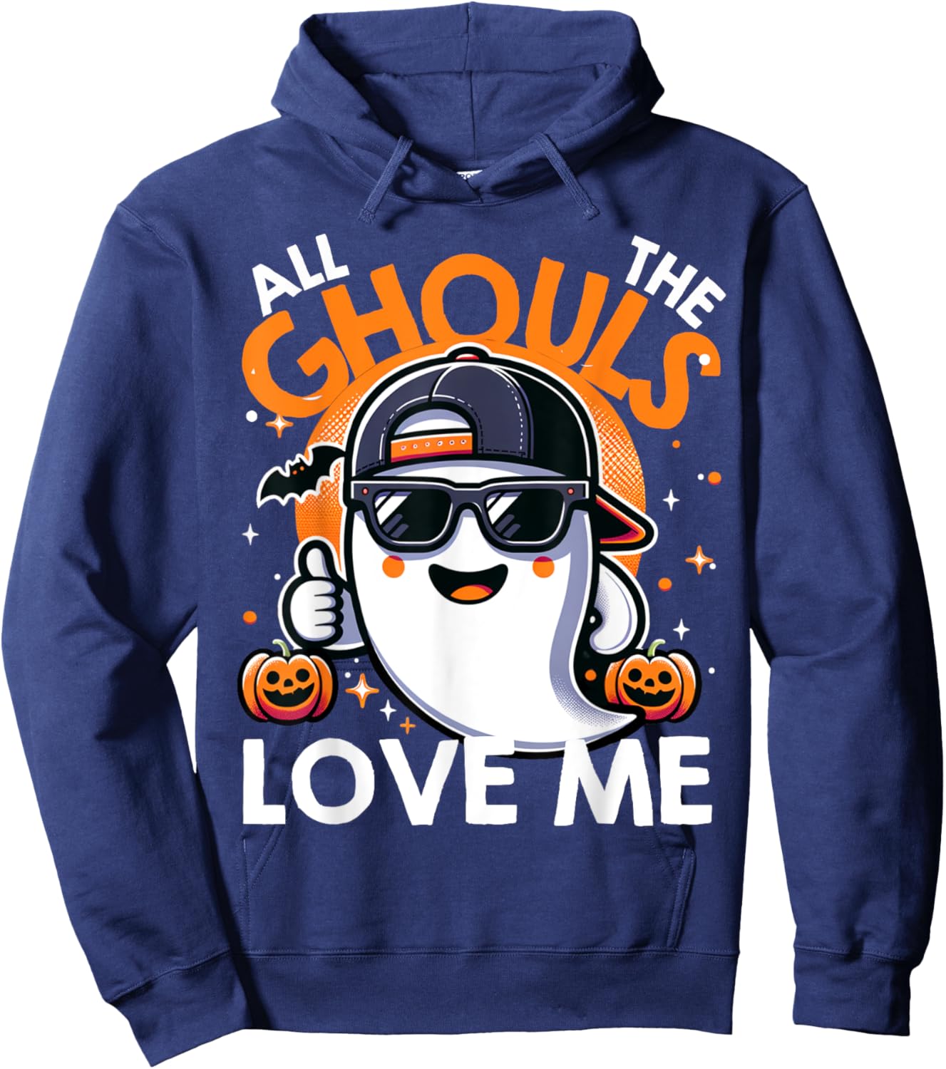 All The Ghouls Love Me Halloween Ghost Kids Boys Toddler Hoodie - Hoodie | Navy