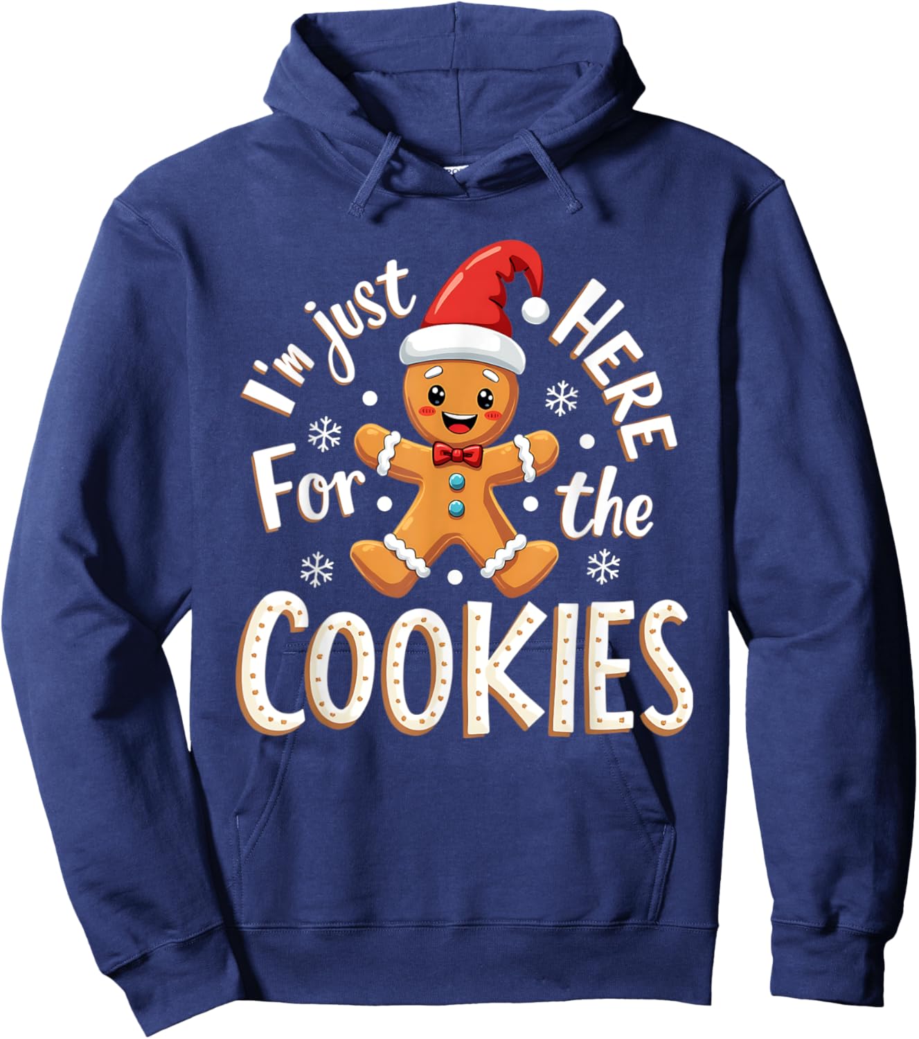 Christmas Baking Team I'm Just Here For The Cookies Funny Christmas Cookies Outfit -Adults Black XS Regular Small Short Sleeve Hoodie - Hoodie | Navy