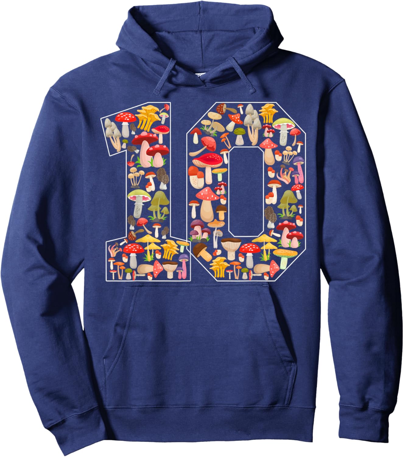 10th Birthday Mushroom Themed 10 Year Old Boy Girl Birthday Hoodie - Hoodie | Navy