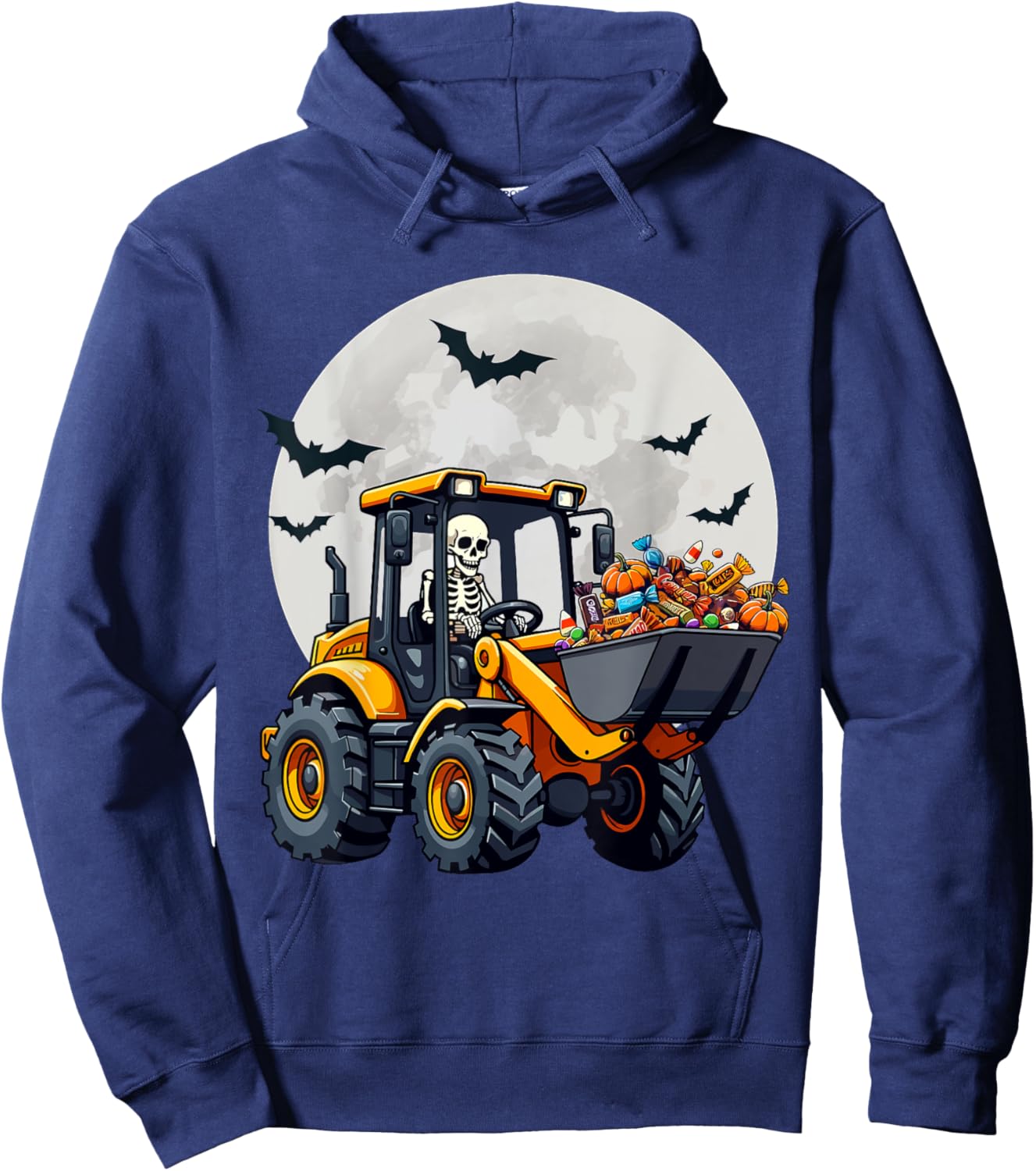 Skeleton Driving Candy Loader Kids Halloween Truck Costume Hoodie - Hoodie | Navy