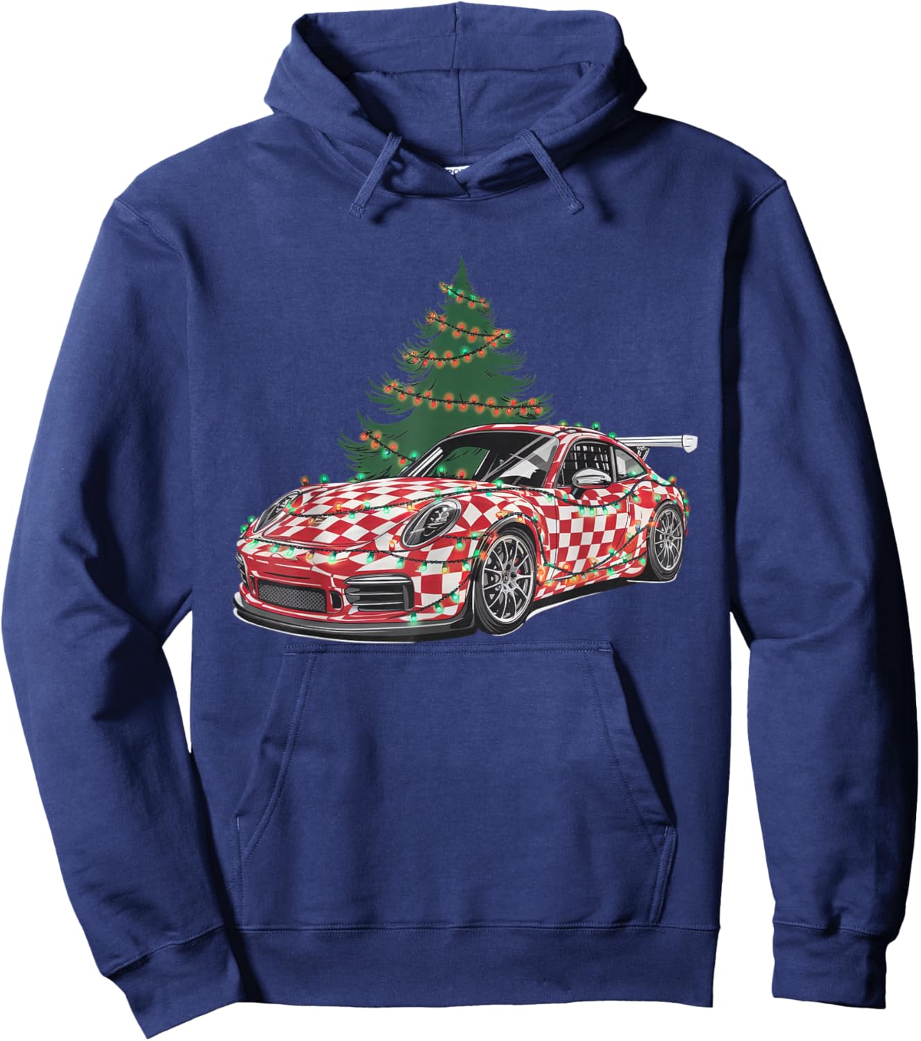 Race Car Christmas Tree & Lights Racing Car Xmas For Kid Men Hoodie - Hoodie | Navy