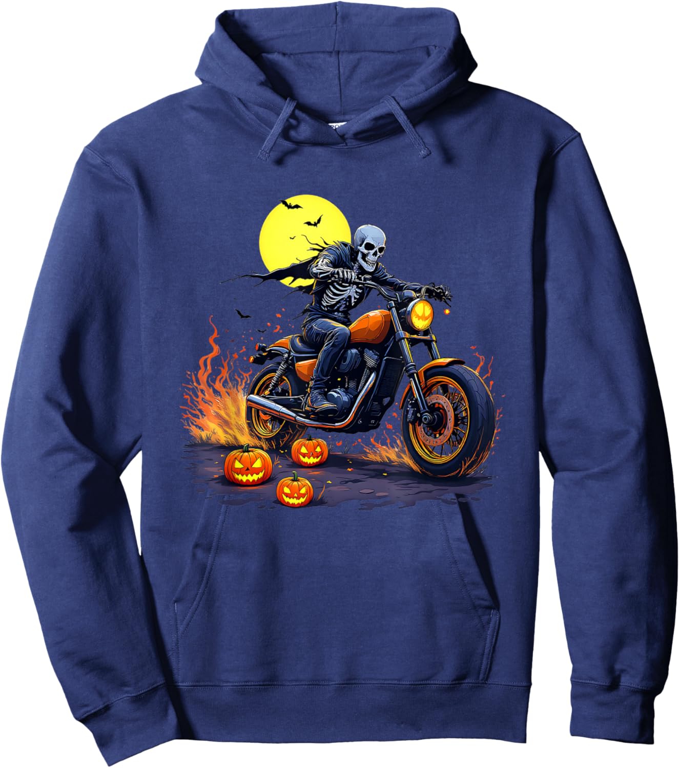 Halloween Skeleton Motorcycle Rider Skull Biker Hoodie - Hoodie | Navy