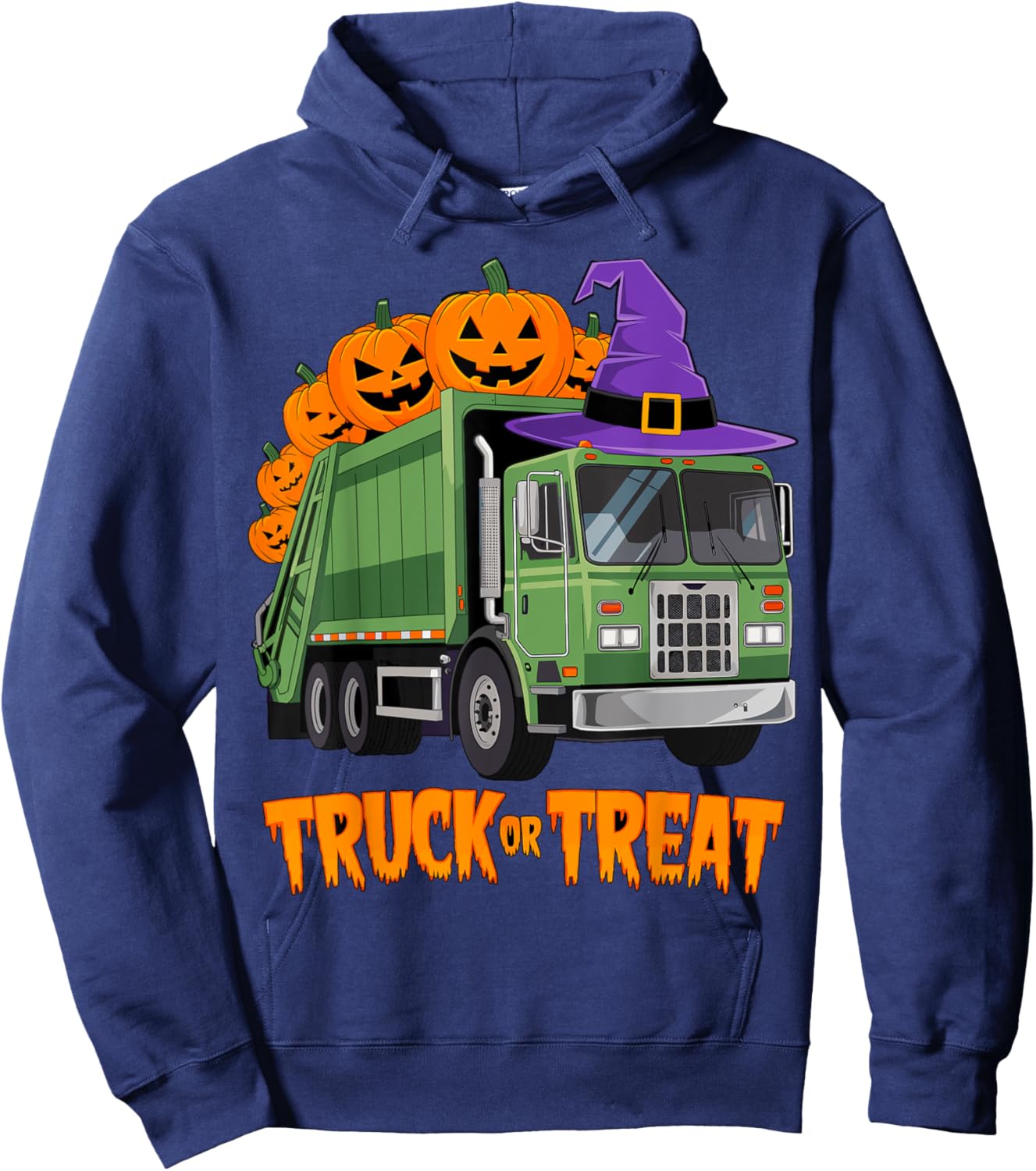 Truck or Treat Garbage Truck Halloween Costume Hoodie - Hoodie | Navy