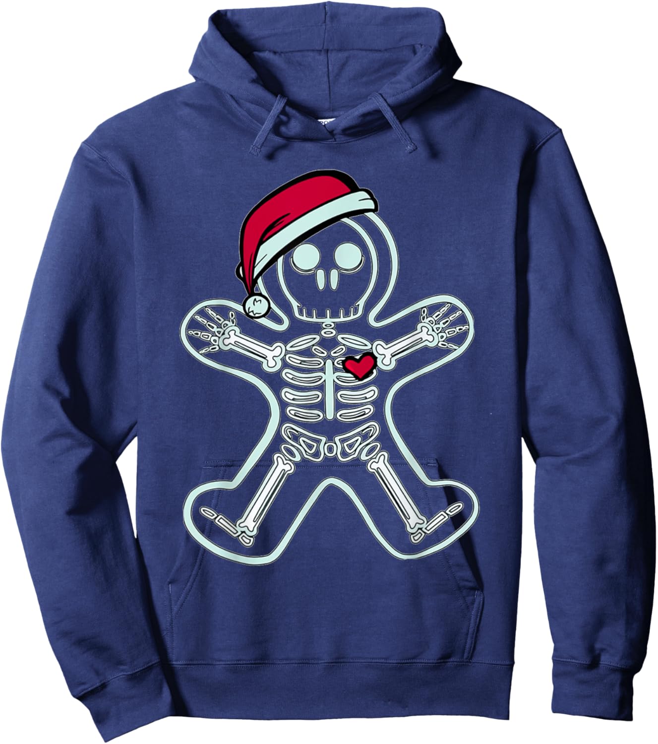Christmas XRay Gingerbread Man Skeleton Santa Hat Radiology Hoodie - Hoodie | Navy