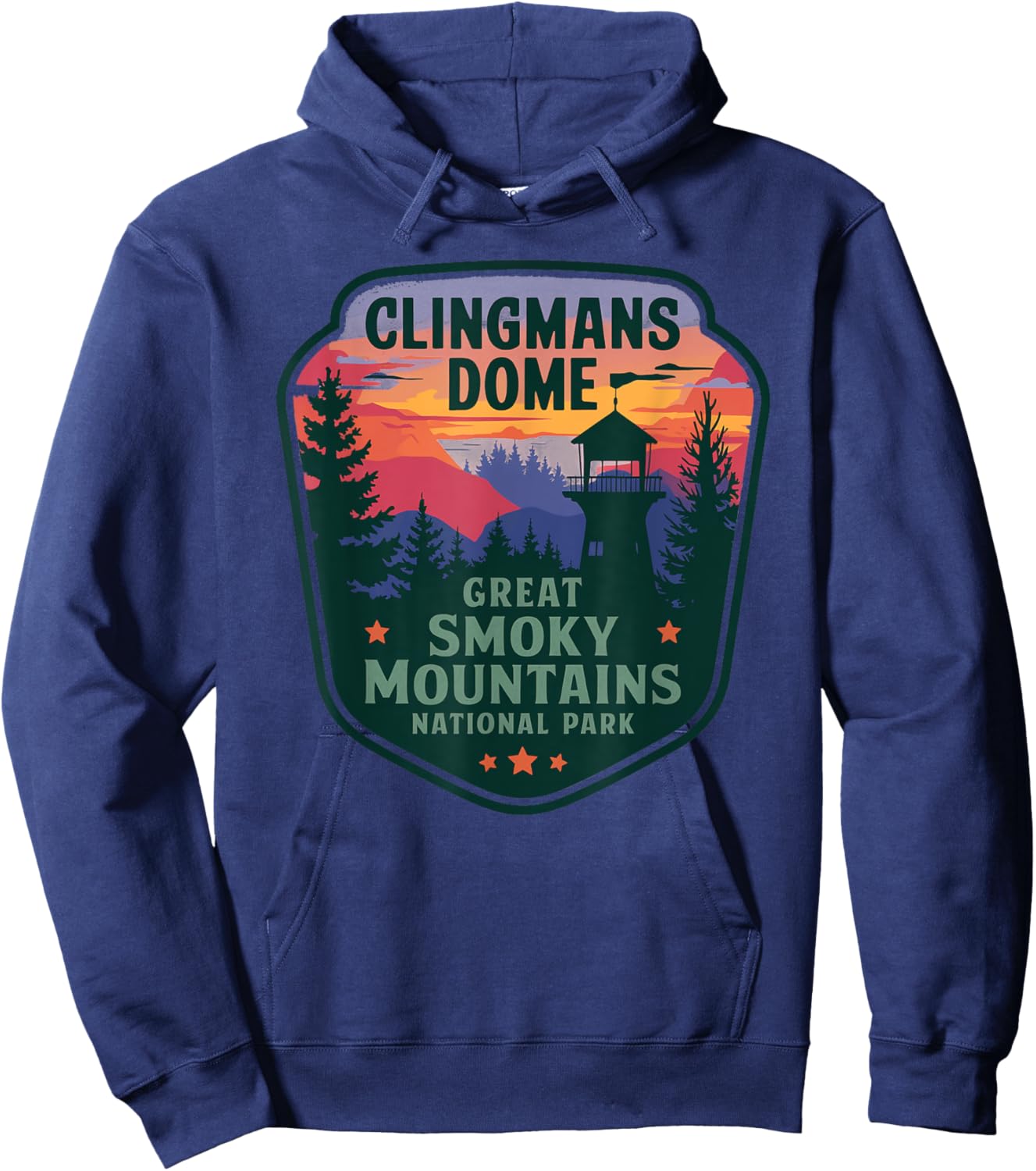 Clingmans Dome Great Smoky Mountains Bear Vintage Hoodie - Hoodie | Navy