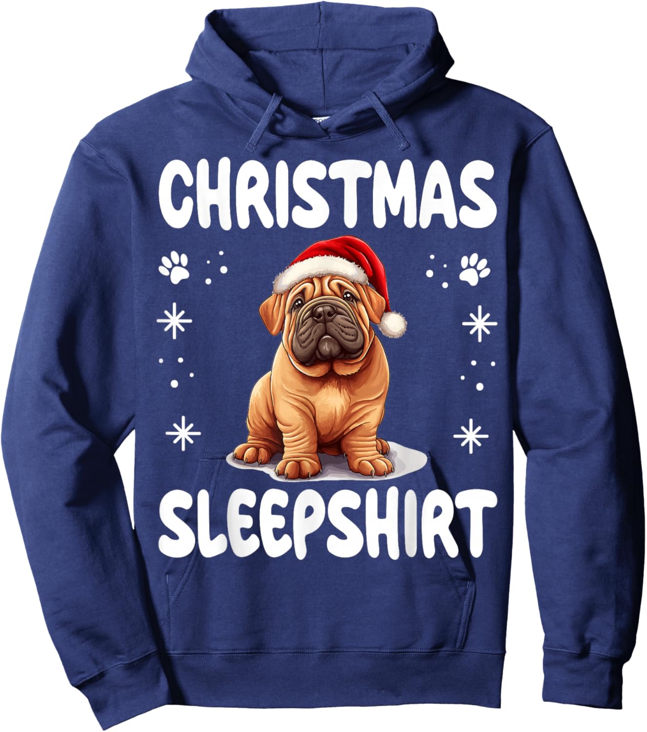 Chinese Shar-Pei Dog Nightgown Pajama Christmas Sleepshirt Women Kids Hoodie - Hoodie | Navy
