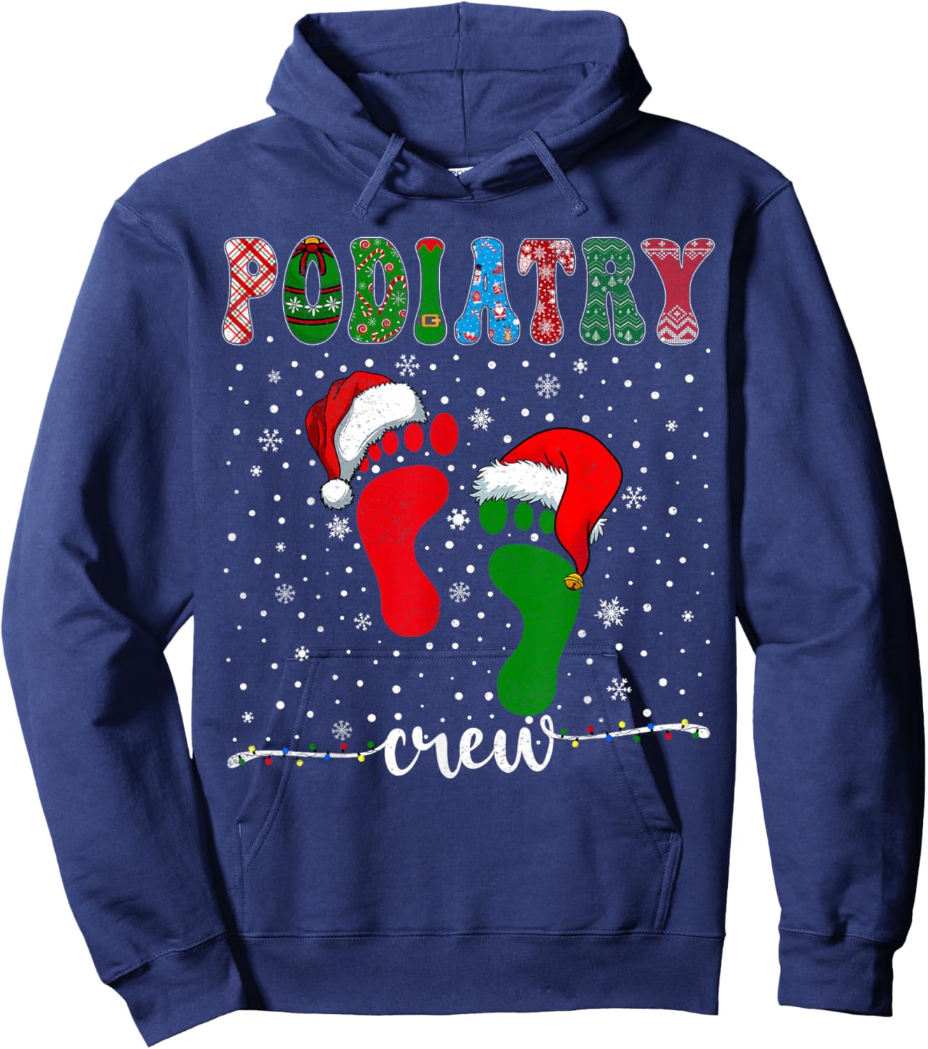 Christmas Footprint Doctor Podiatrist Podiatry Crew Xmas Hoodie - Hoodie | Navy