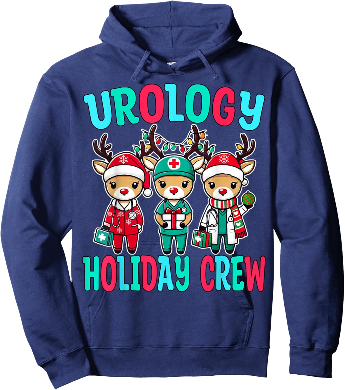 Urology Christmas Holiday Squad Reindeer Nurse Urologist Hoodie - Hoodie | Navy