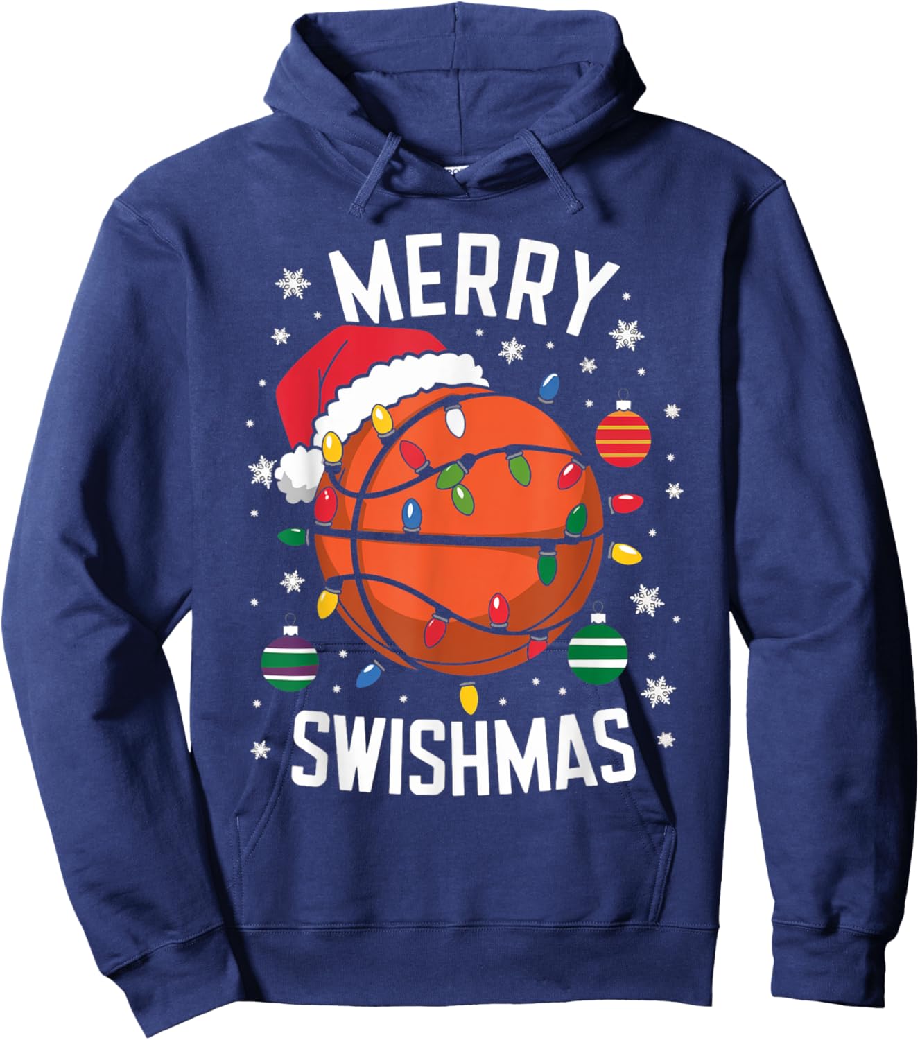 Merry Swishmas Christmas Xmas Basketball Boys Kids Men Hoodie - Hoodie | Navy