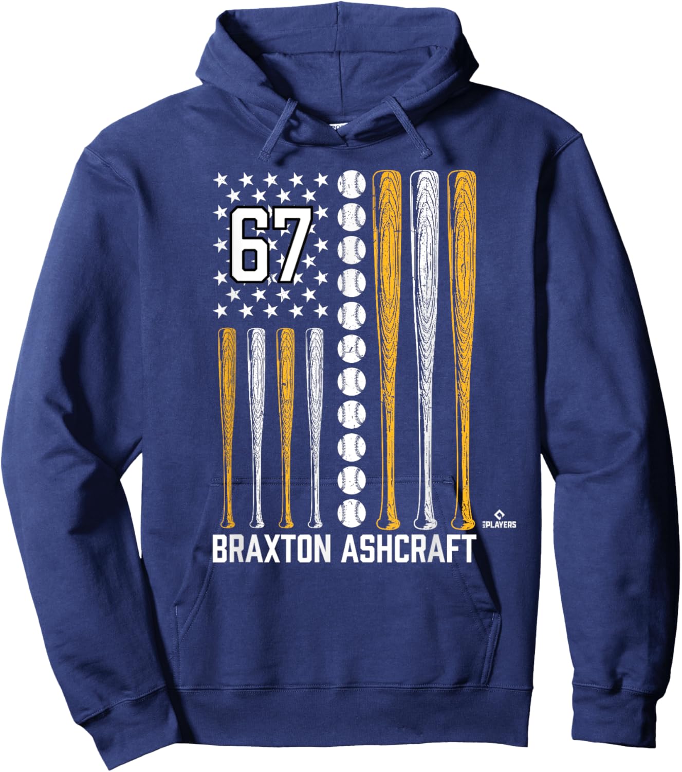 Baseball American Flag Braxton Ashcraft Pittsburgh Baseball Hoodie - Hoodie | Navy