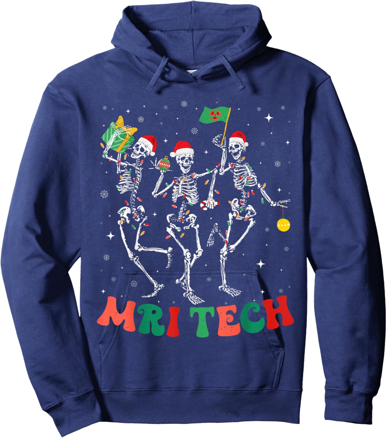 Skeleton MRI Radiology MRI Technologist MRI Tech Christmas Hoodie - Hoodie | Navy