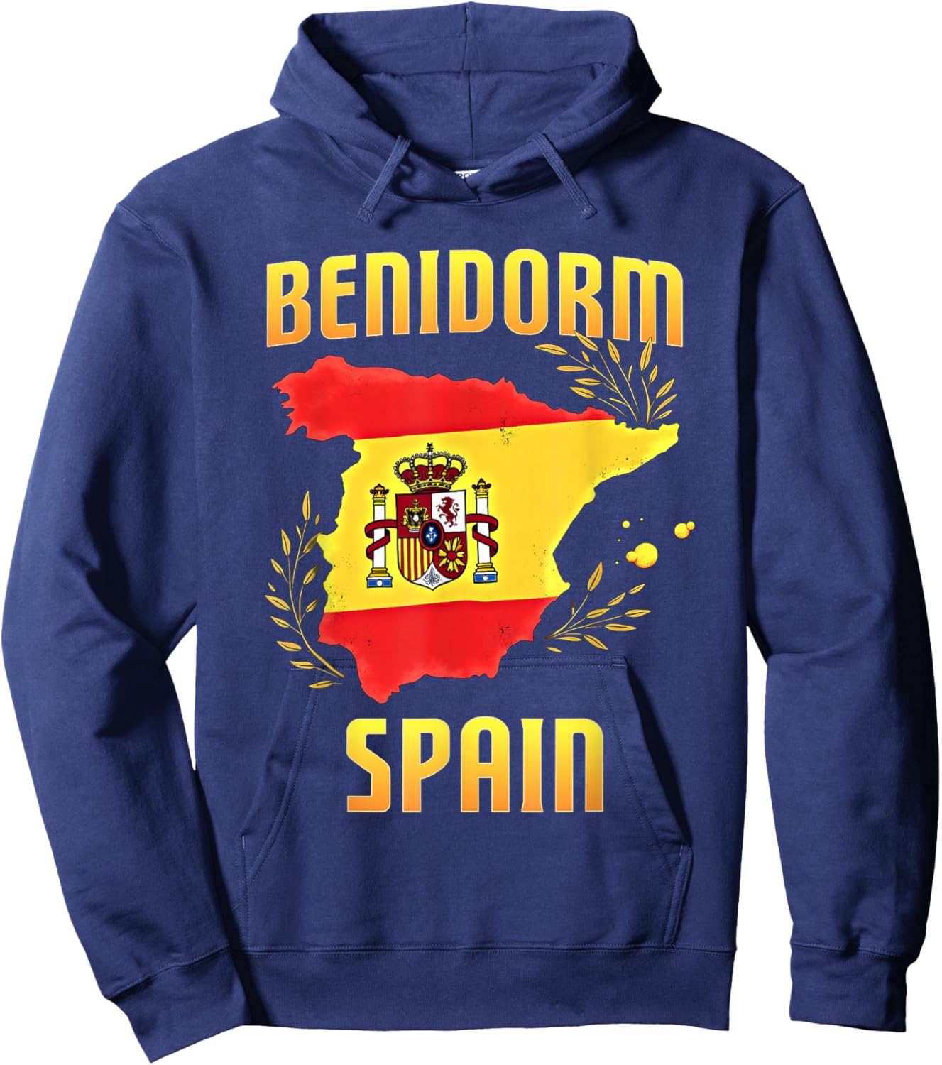 Benidorm Spain Souvenir Travel Vacation Spanish Flag Map Hoodie - Hoodie | Navy
