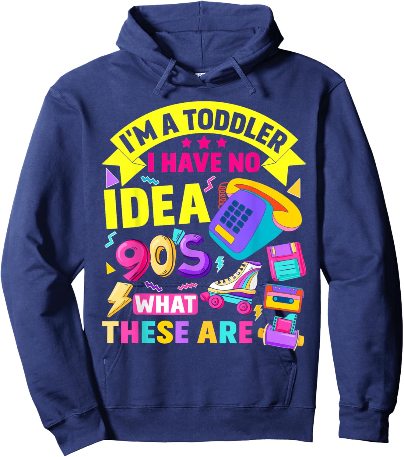 90s Outfit Ideas For Toddlers & 90s Theme Kids 90s Nostalgia Hoodie - Hoodie | Navy