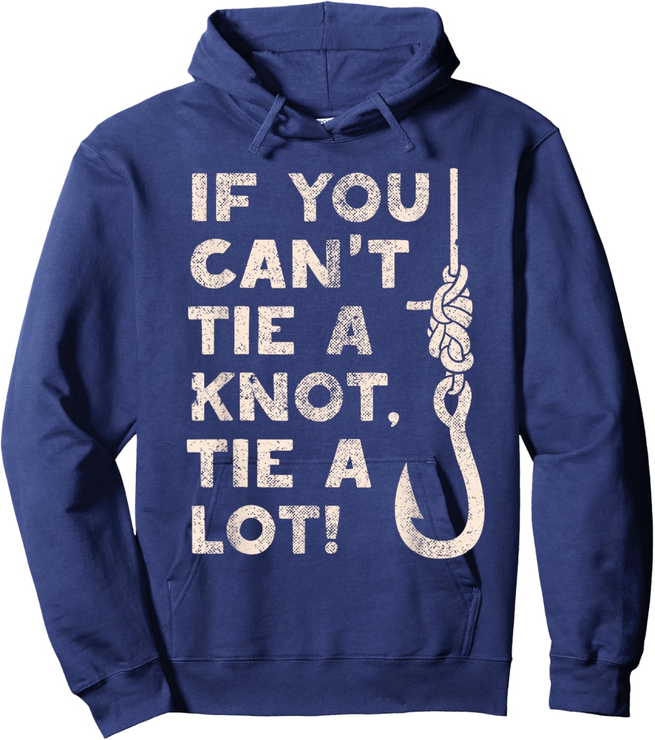 Fishing Humor Knot Tying Grandpa Dad Joke Funny Fisherman Hoodie - Hoodie | Navy