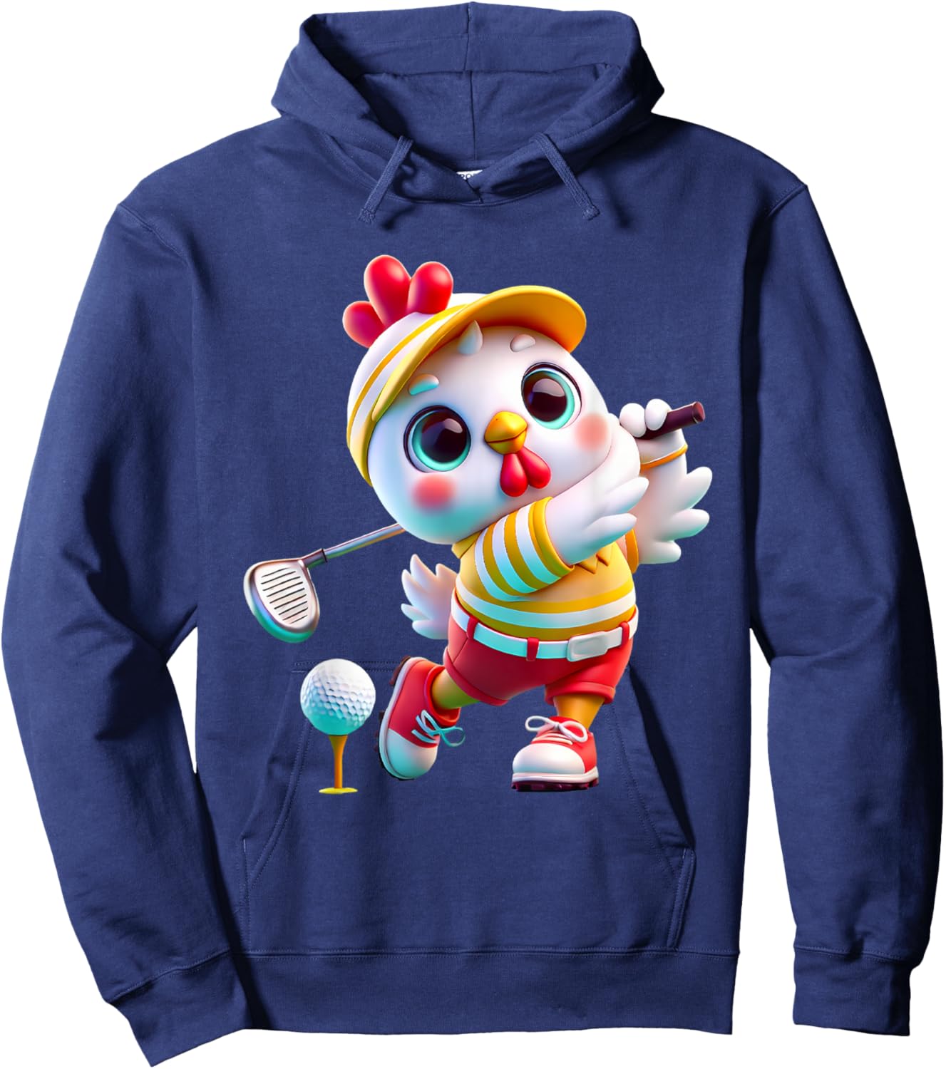 Cute Chicken Playing Golf Golfer Golfing Men Women Kids Hoodie - Hoodie | Navy