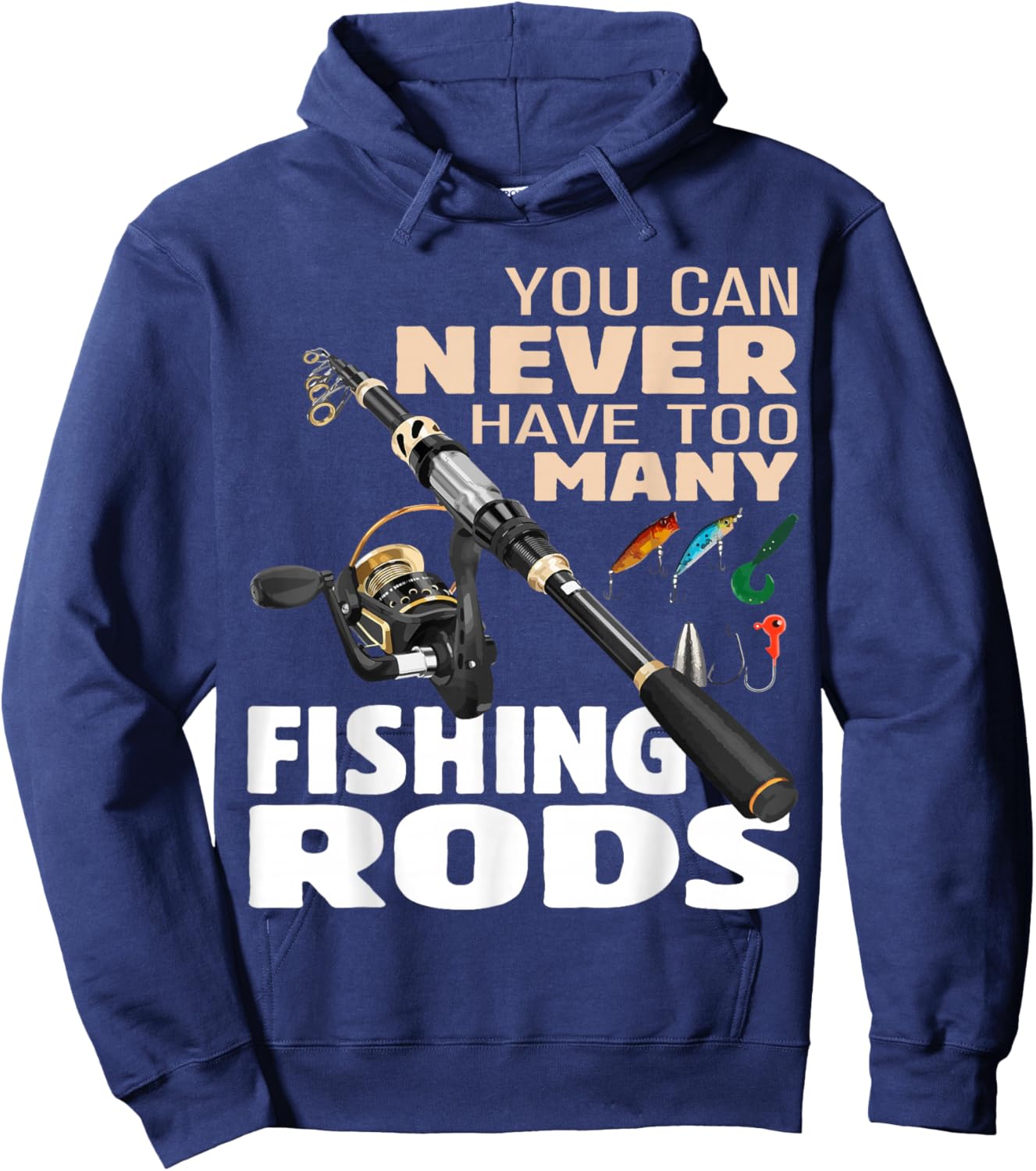 Funny Fisherman Fishing Rods Design Fishing Lovers Outfit Hoodie - Hoodie | Navy