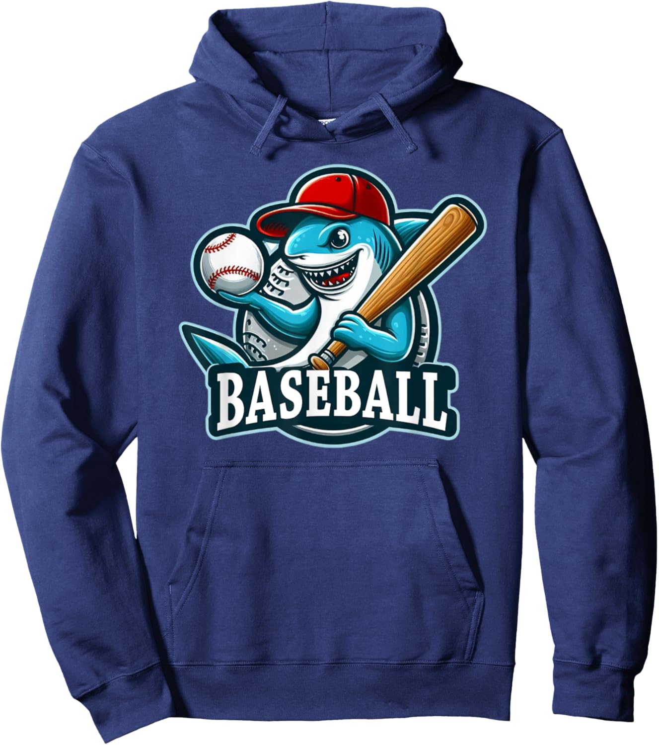 Baseball Shark Playing Baseball Hoodie - Hoodie | Navy