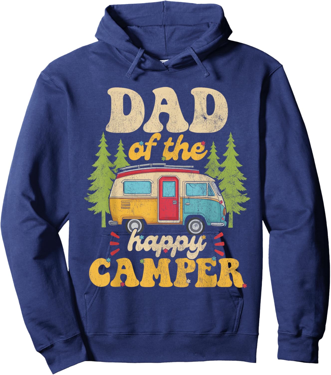 Dad of Happy Camper 1st Birthday Party Retro Dad Hoodie - Hoodie | Navy