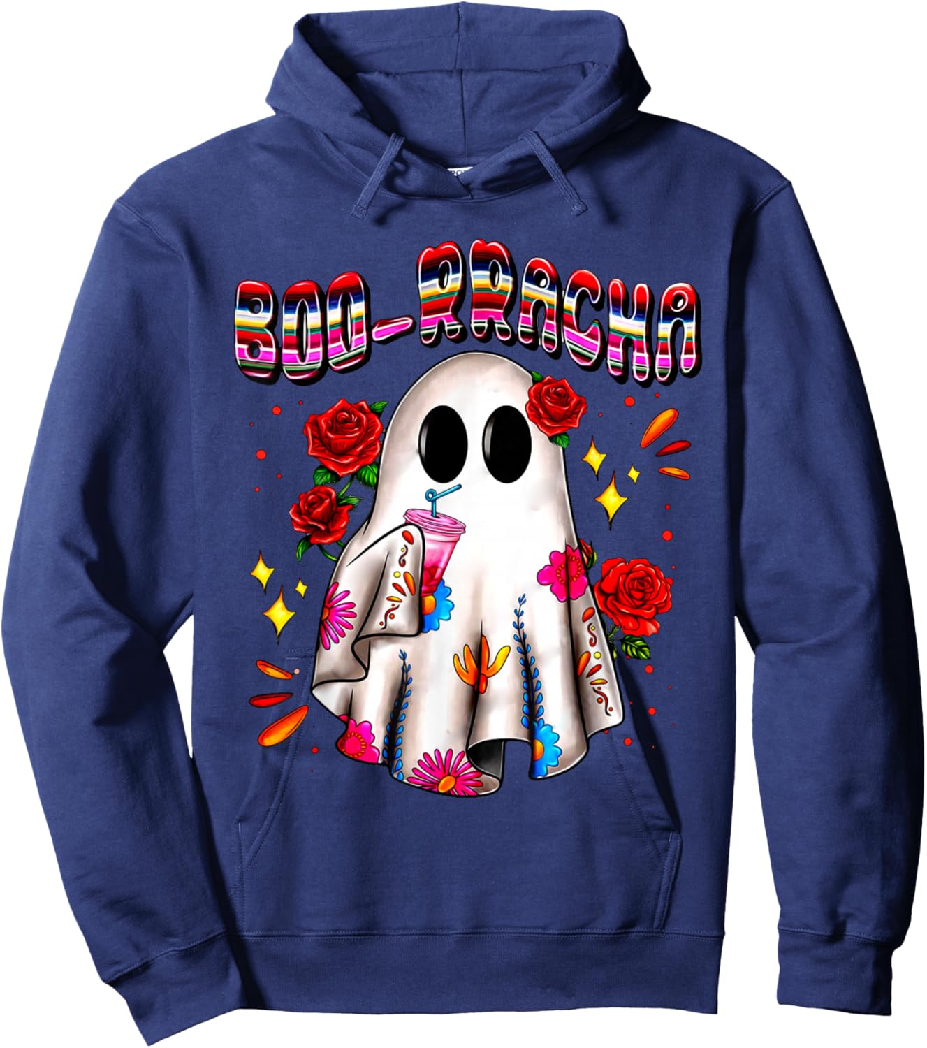 Boo-Racha Cute Ghost Drink Fiesta Halloween Funny Hoodie - Hoodie | Navy