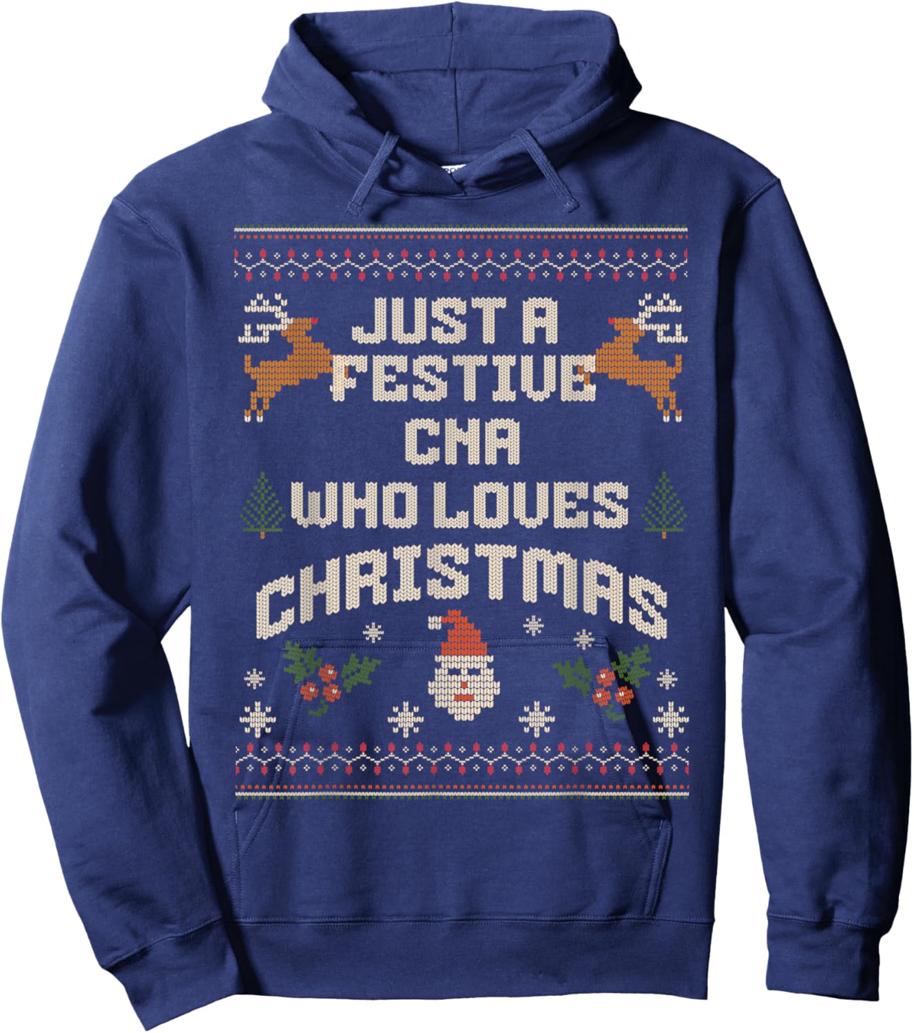 Just a CNA Who Loves Christmas Ugly Holiday Nurse Quote Hoodie - Hoodie | Navy