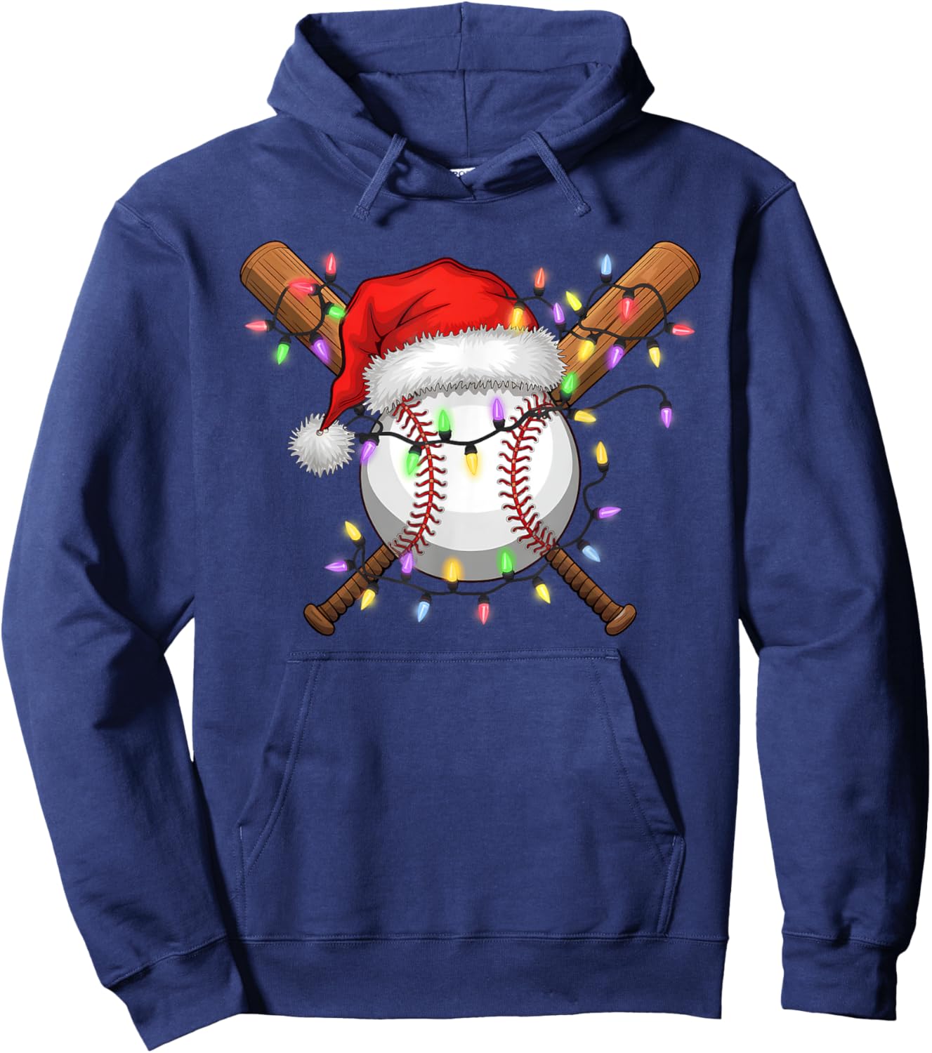 Christmas Baseball Player Santa Hat Sports Men Boys Hoodie - Hoodie | Navy
