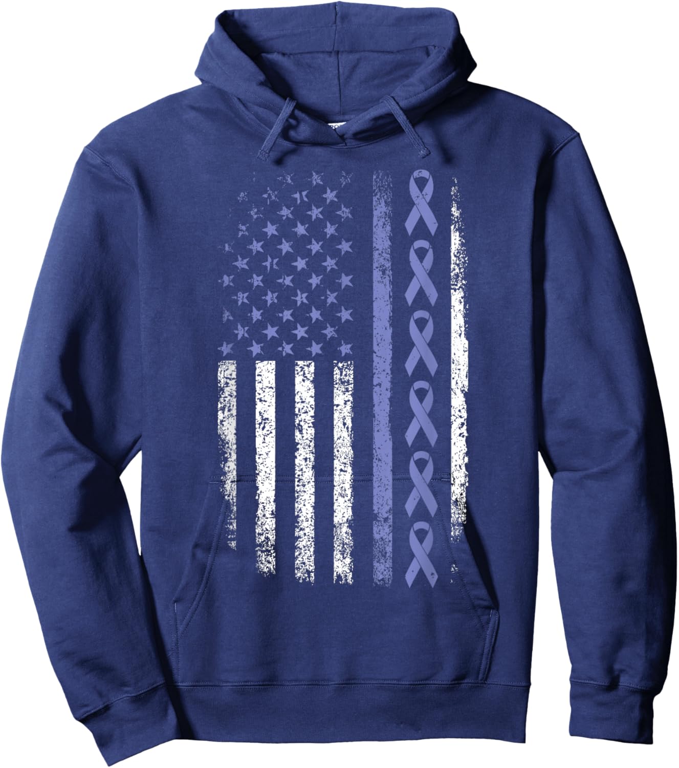 Stomach Cancer Awareness American Flag Stomach Cancer Hoodie - Hoodie | Navy