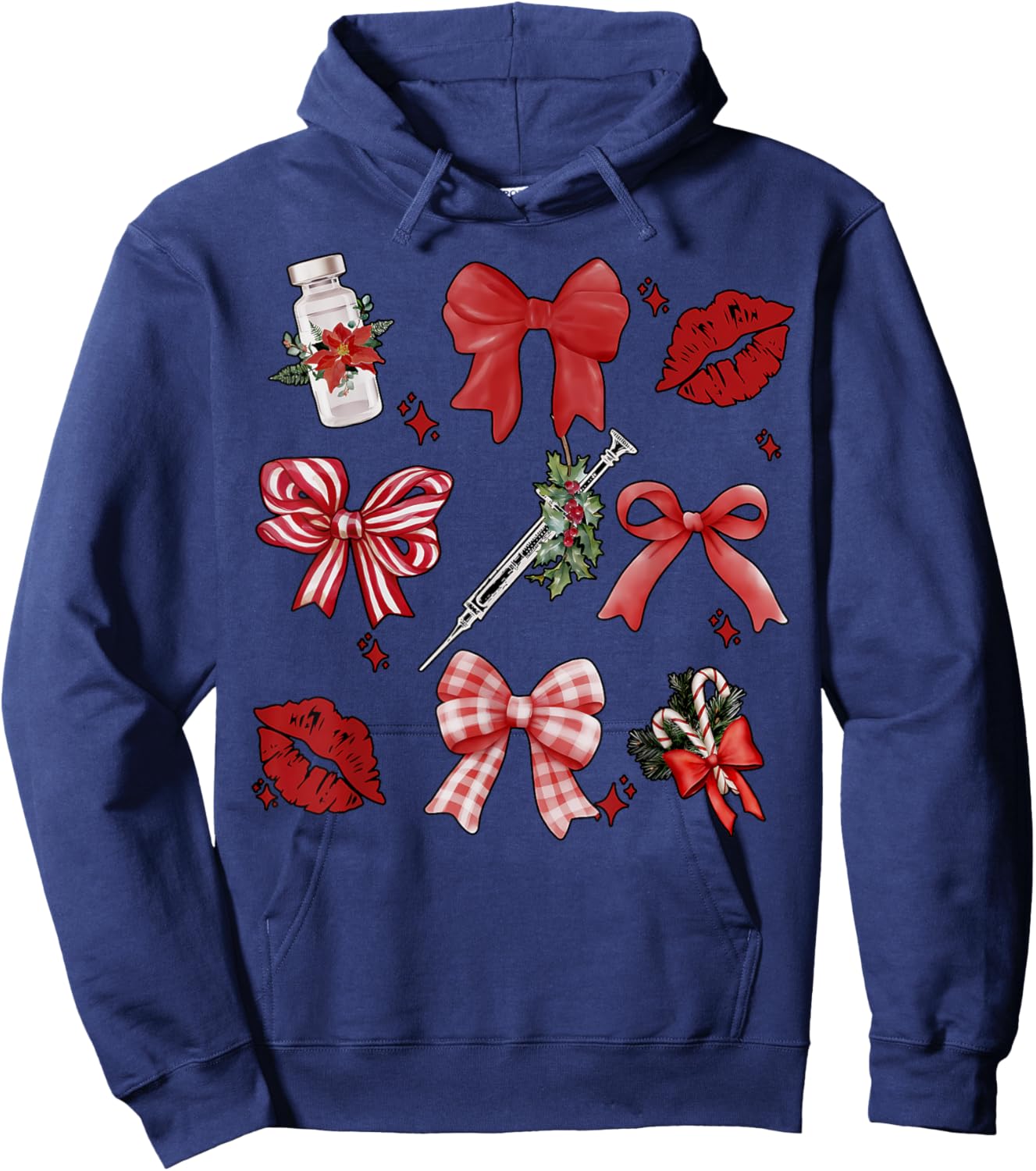 Christmas Aesthetic Nurse Injector Coquette Bow Botox Dealer Hoodie - Hoodie | Navy