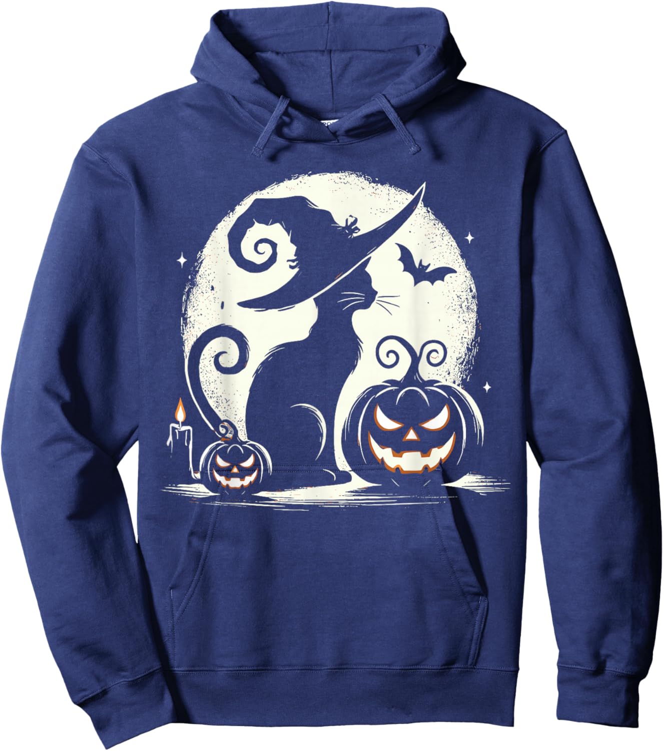 Black Cat Halloween Cat Lovers Hoodie - Hoodie | Navy