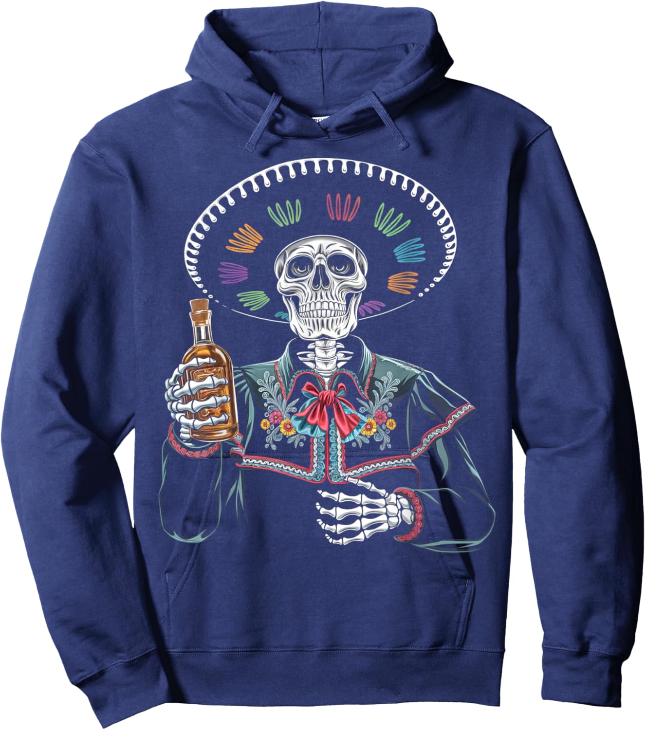 Skeleton Tequila Mexico Dia De Los Muertos Mexican Men Hoodie - Hoodie | Navy