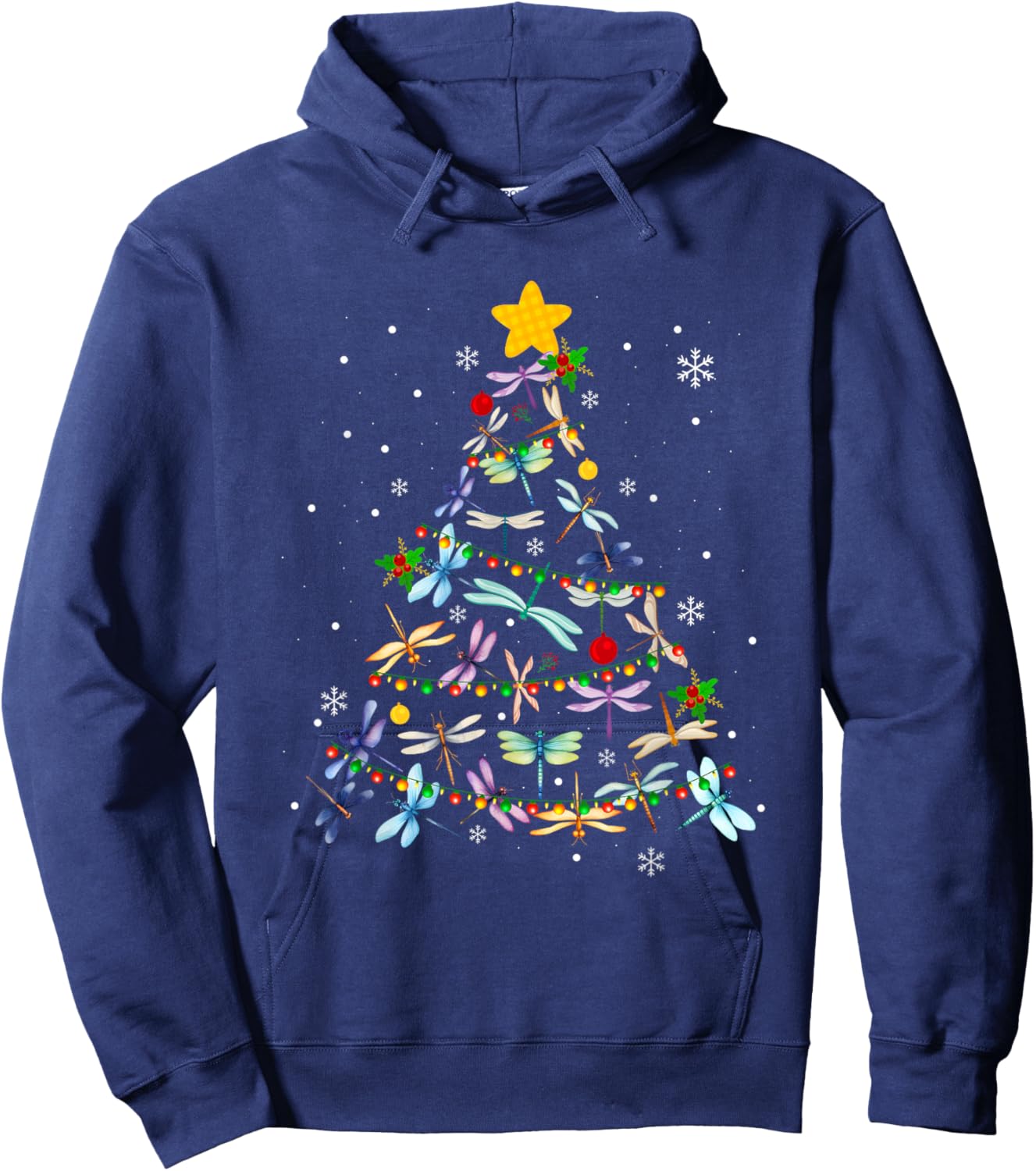 Funny Dragonfly Christmas Tree Ornaments Kids Men Women Hoodie - Hoodie | Navy
