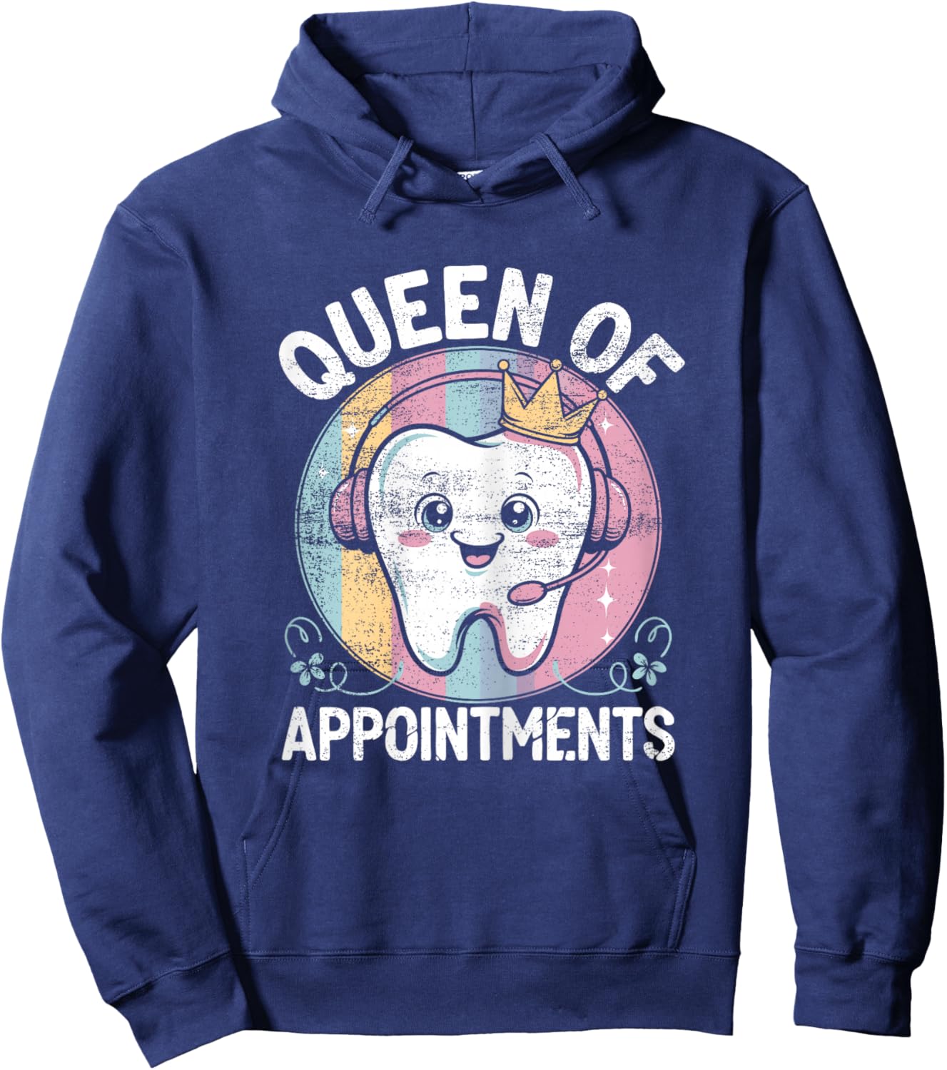 Funny Dental Receptionist Queen Dentist Reception Hoodie - Hoodie | Navy
