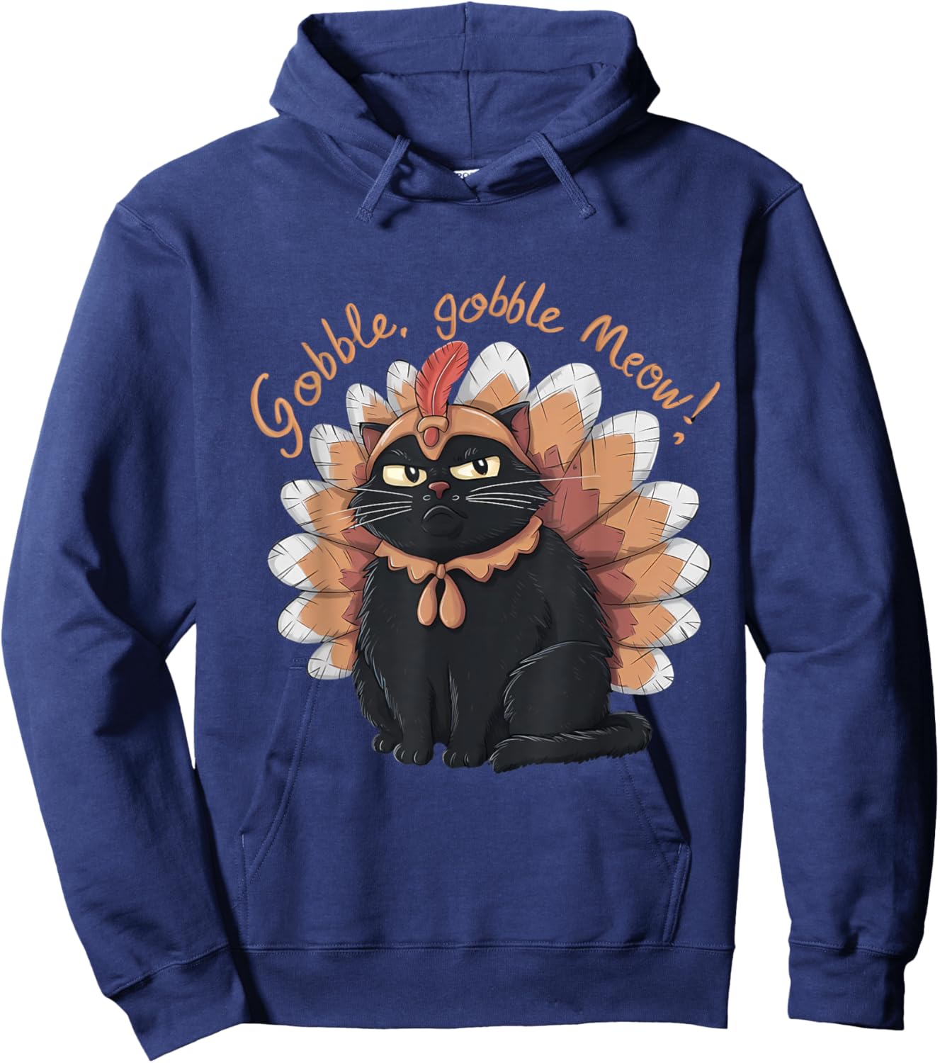 Celebrate Thanksgiving Funny Cat Dressed as Turkey Lovers Hoodie - Hoodie | Navy