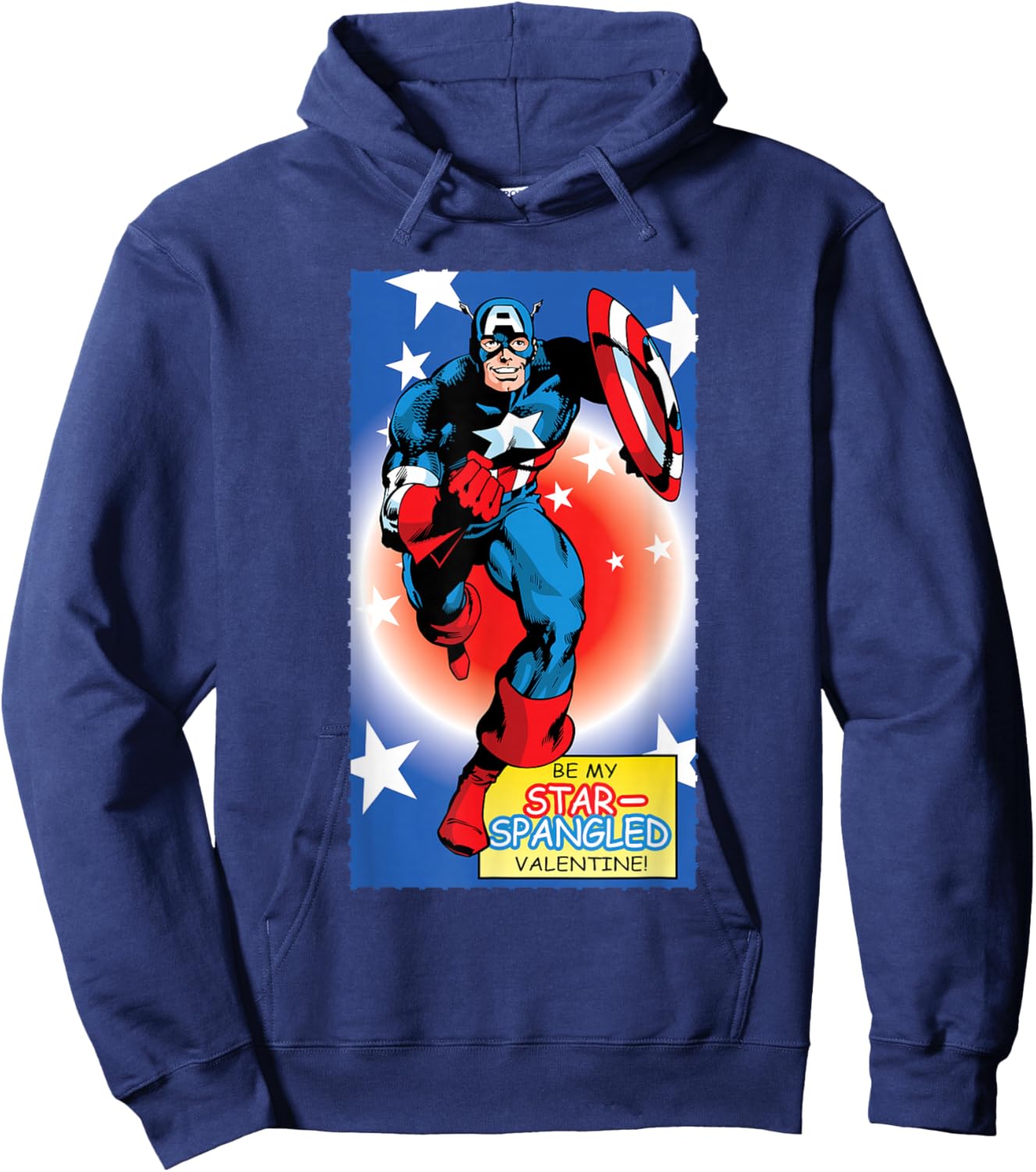 Marvel Retro '80s Valentine's Day Card Captain America Hoodie - Hoodie | Navy