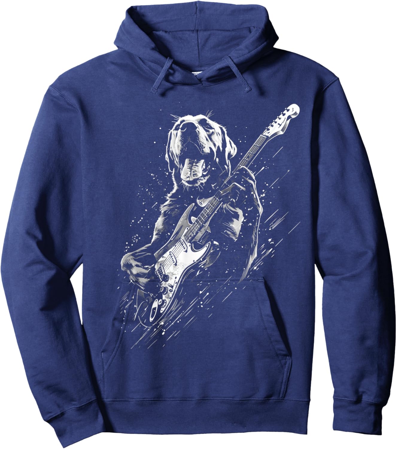 Labrador Retriever Dog Playing Electric Guitar Rock Dog Dad Hoodie - Hoodie | Navy
