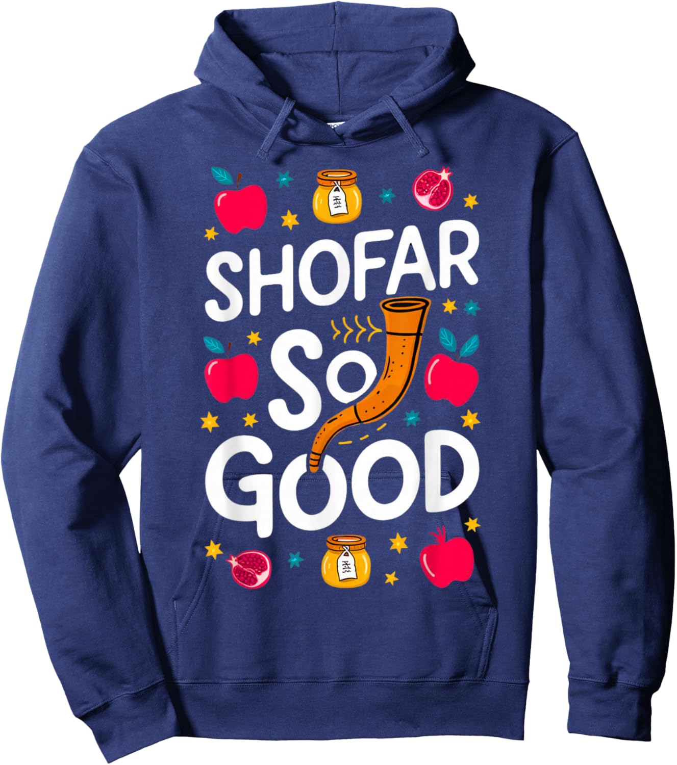 Rosh Hashanah Jewish New Year Shana Tova Apple Honey Shofar Hoodie - Hoodie | Navy