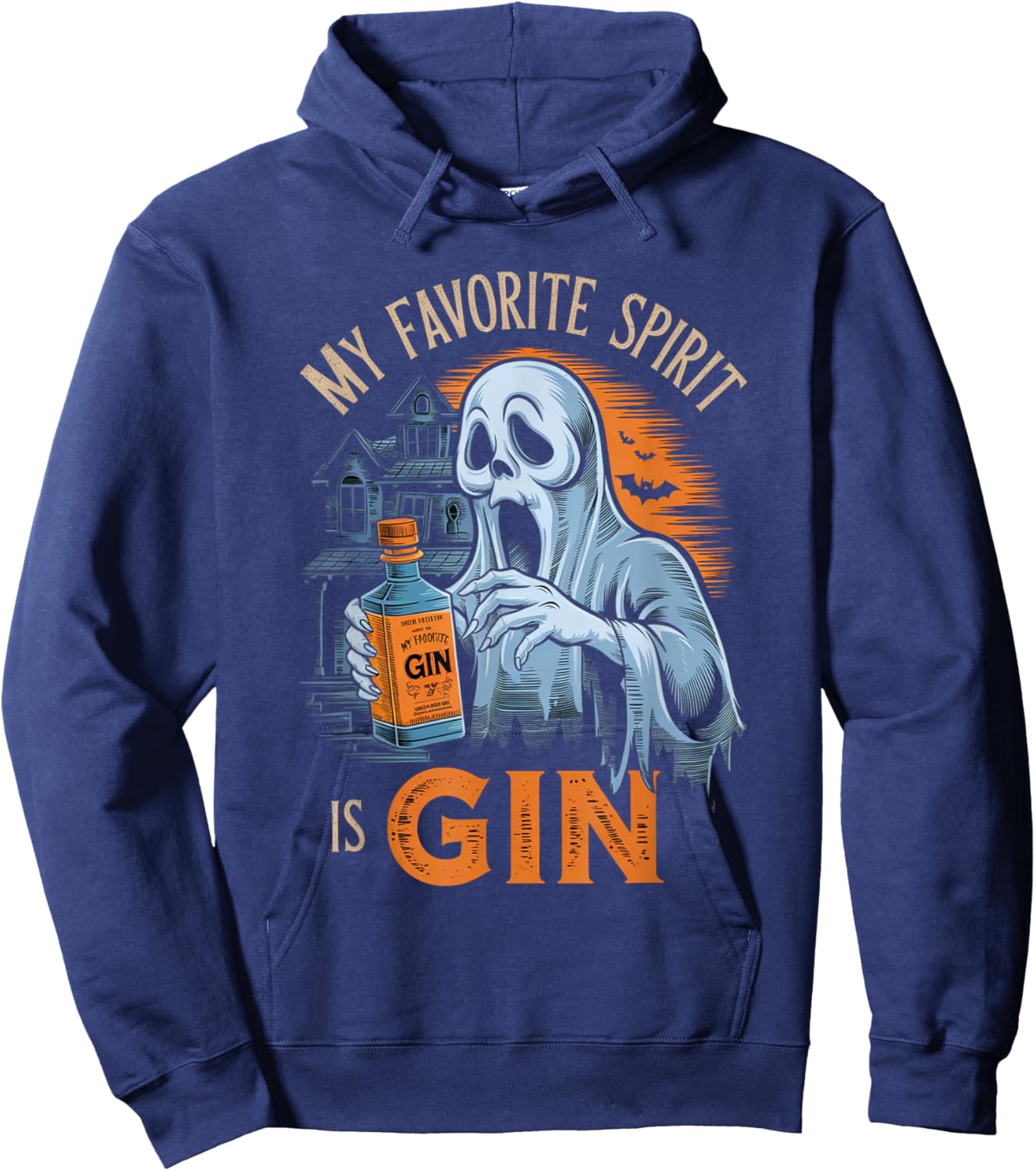 My Favorite Spirit Is Gin Ghost Halloween Gin Hoodie - Hoodie | Navy