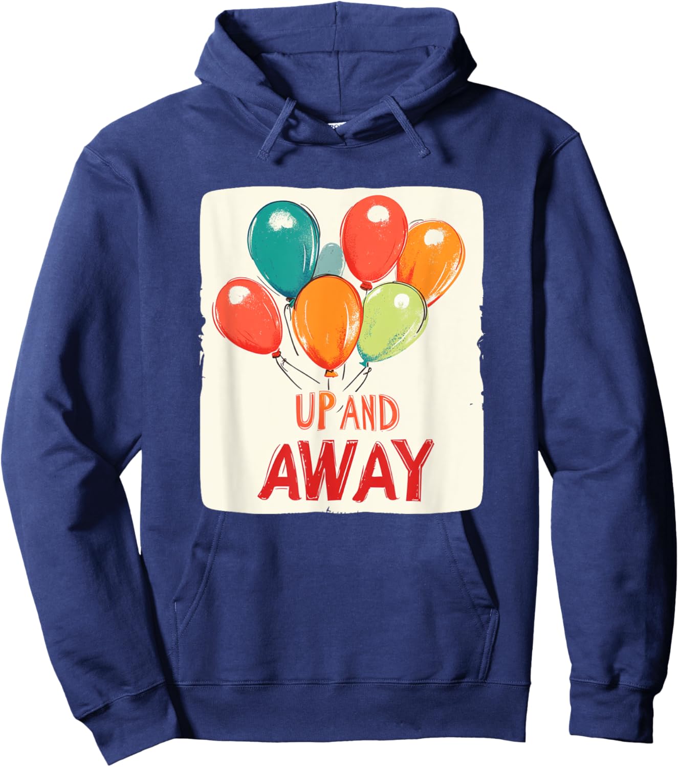 Colorful Balloons with Up and Away Statement Costume Hoodie - Hoodie | Navy