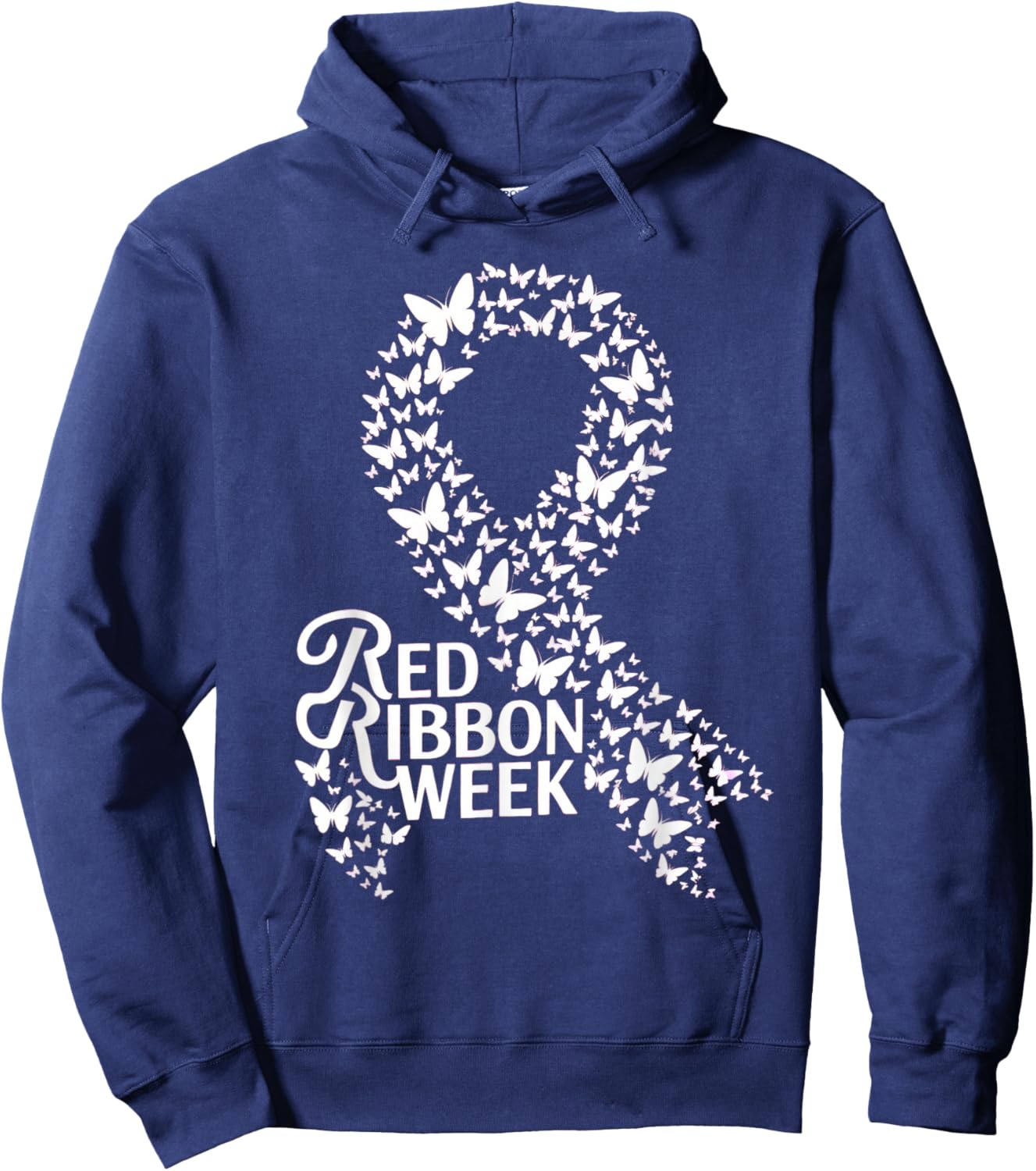 Red Ribbon Week 2025 HOPE LOVE SUPPORT Red Ribbon Week Hoodie - Hoodie | Navy