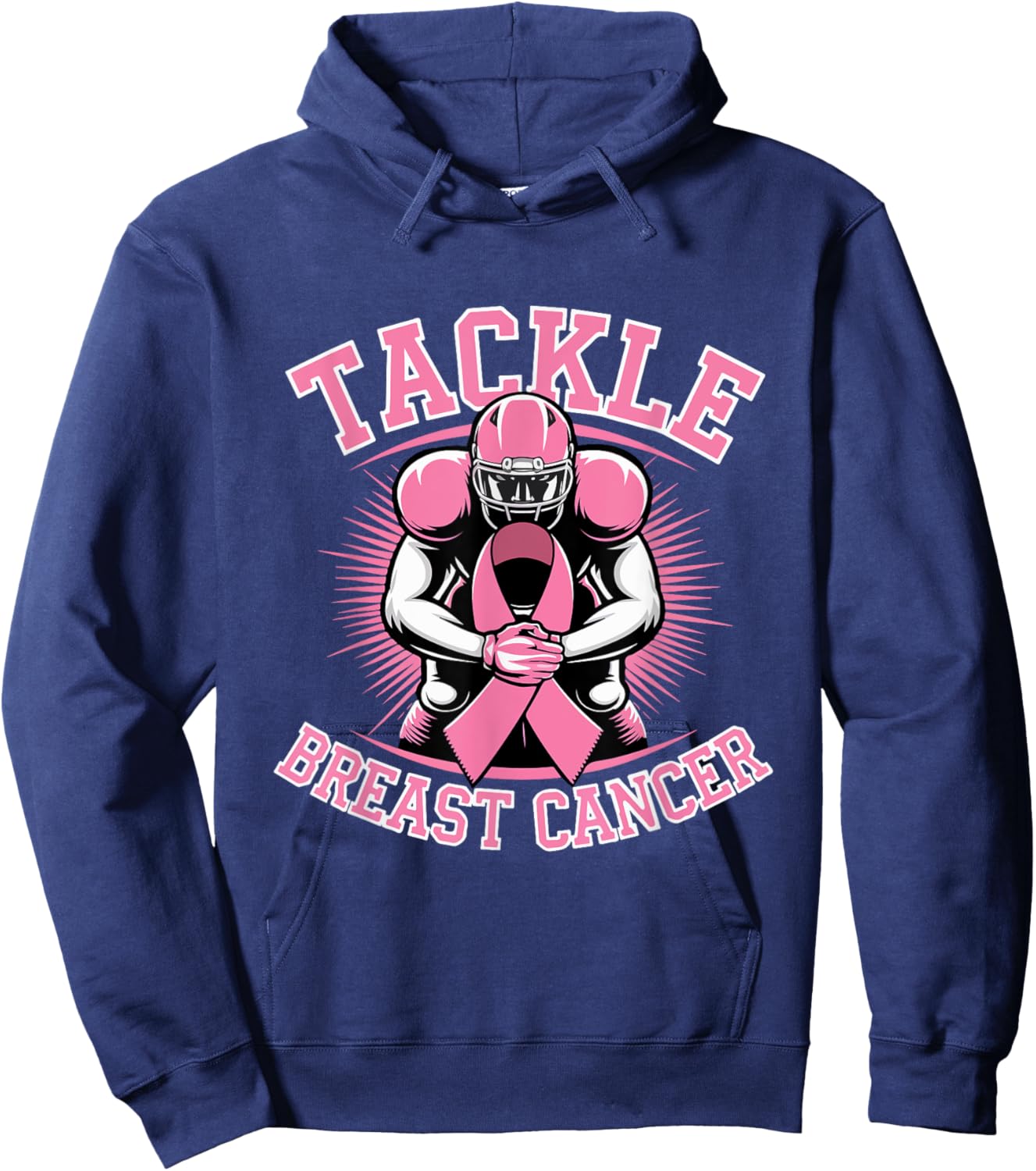 Tackle Breast Cancer Pink Ribbon American Fantasy Football Hoodie - Hoodie | Navy