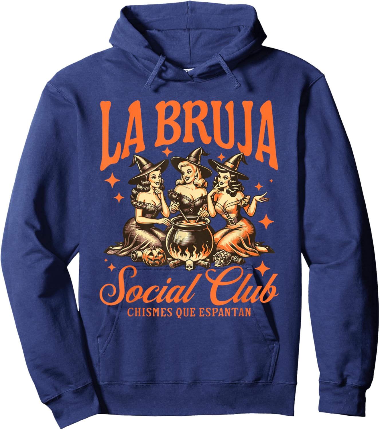 La Bruja Social Club Chismes Que Espantan Witches Halloween Hoodie - Hoodie | Navy