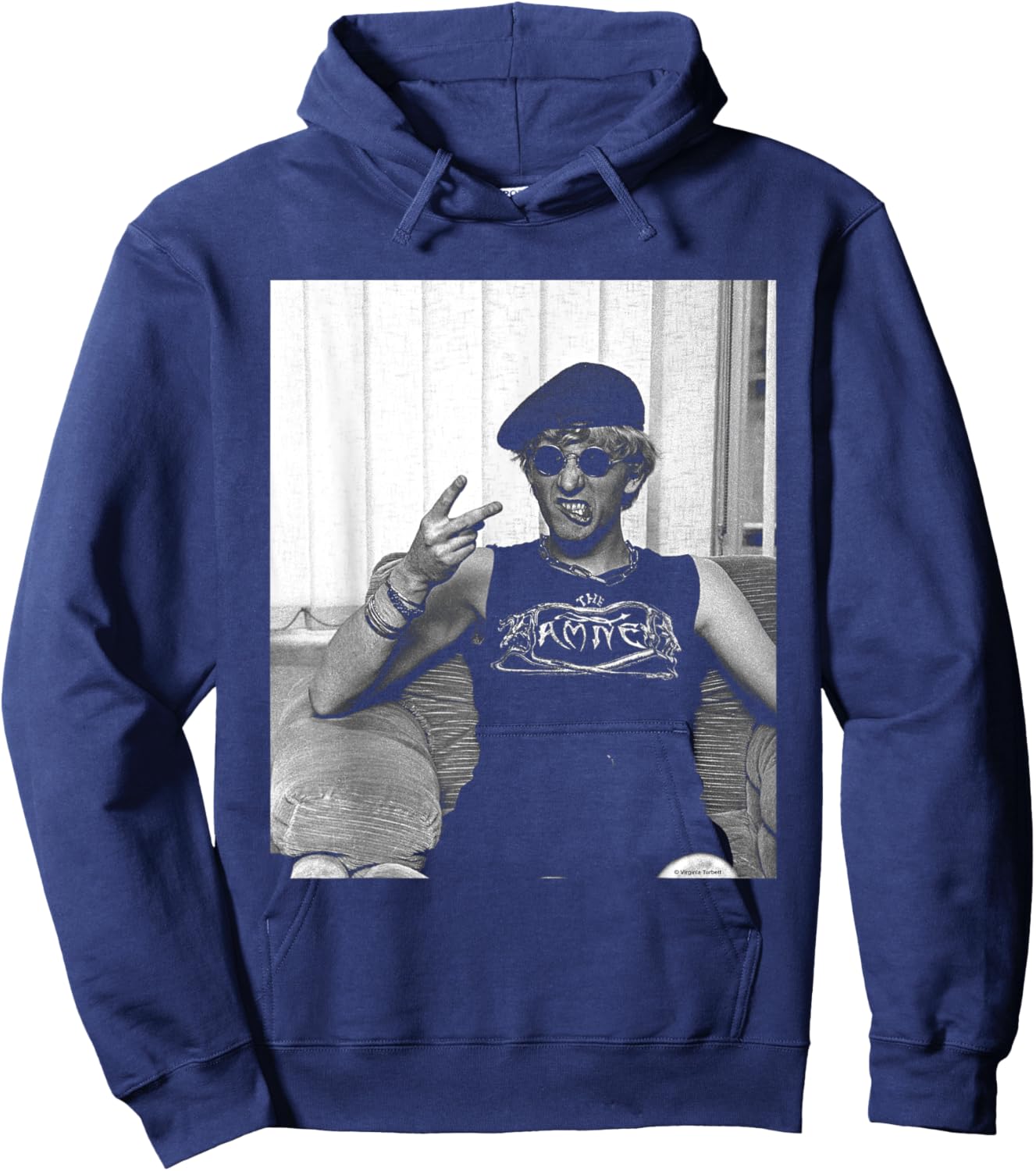 The Damned Captain Sensible Swearing By Virginia Turbett Hoodie - Hoodie | Navy