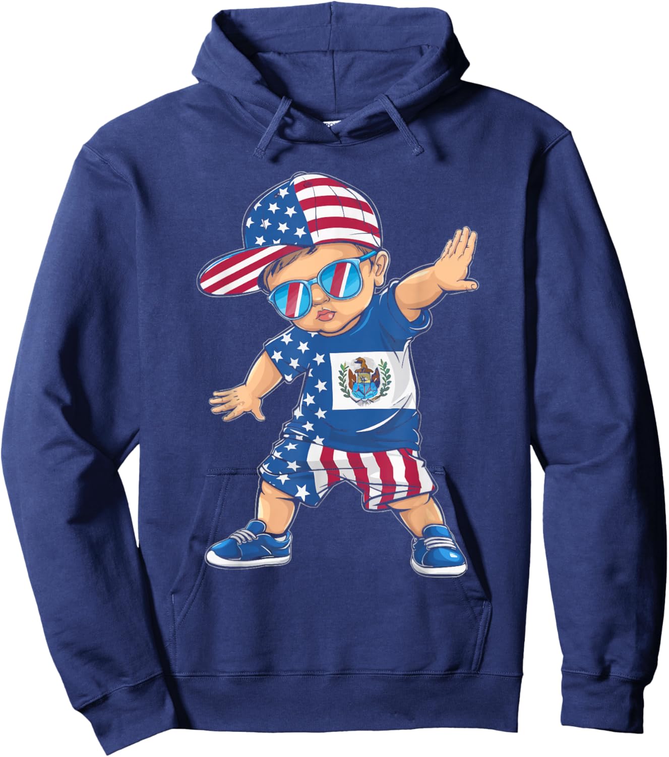 Half American Half Salvadorian USA Flag El Salvador America Hoodie - Hoodie | Navy
