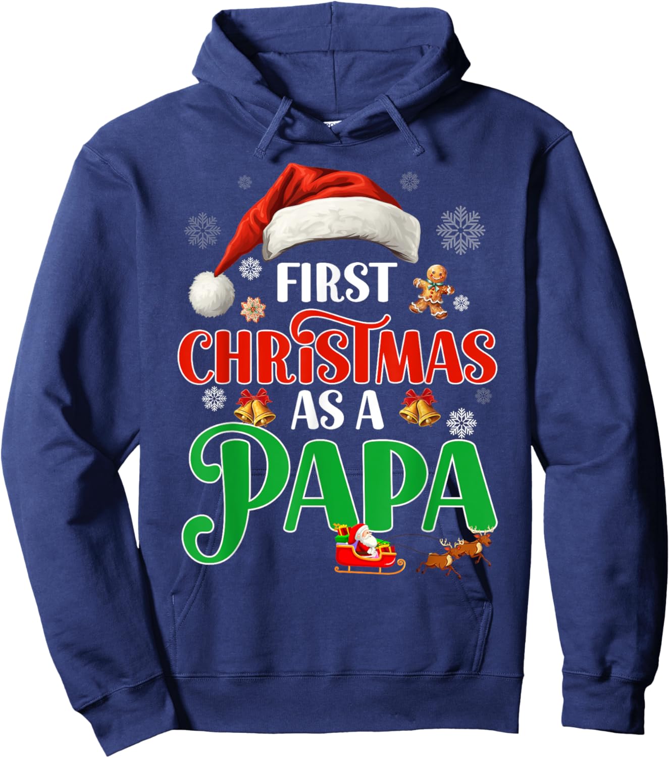 Announcement First Christmas As A Papa Matching Family Xmas Hoodie - Hoodie | Navy