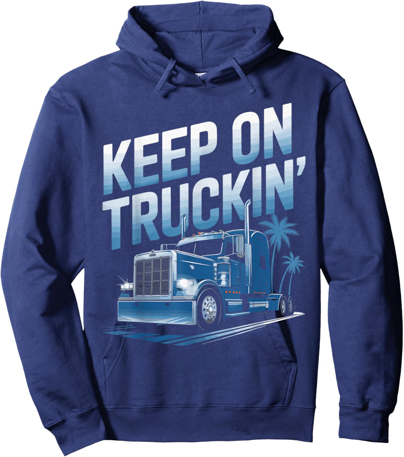 Keep on Truckin' Vintage Trucker T Shirt Hoodie - Hoodie | Navy