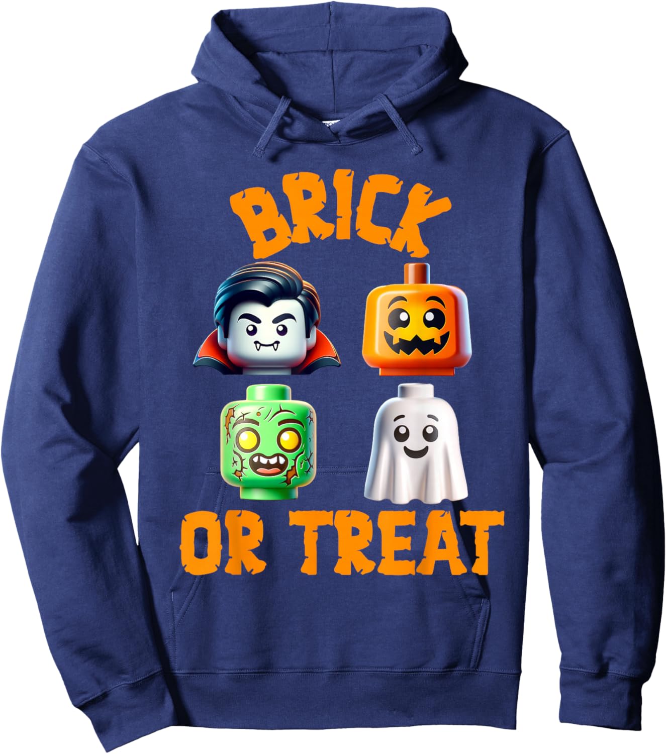 Building Bricks Halloween Costume Brick or Treat Monsters Hoodie - Hoodie | Navy