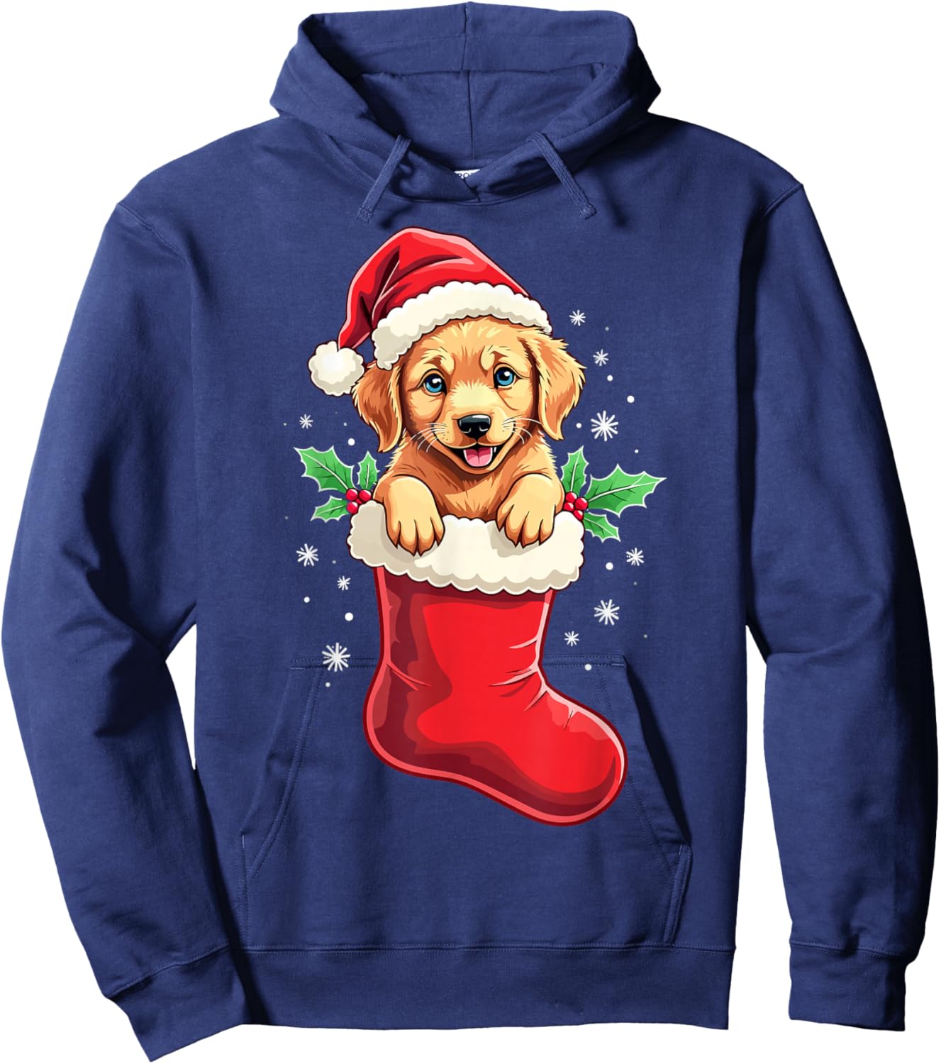 Golden Retriever Christmas Stocking Puppy Dog Lover Holiday Hoodie - Hoodie | Navy