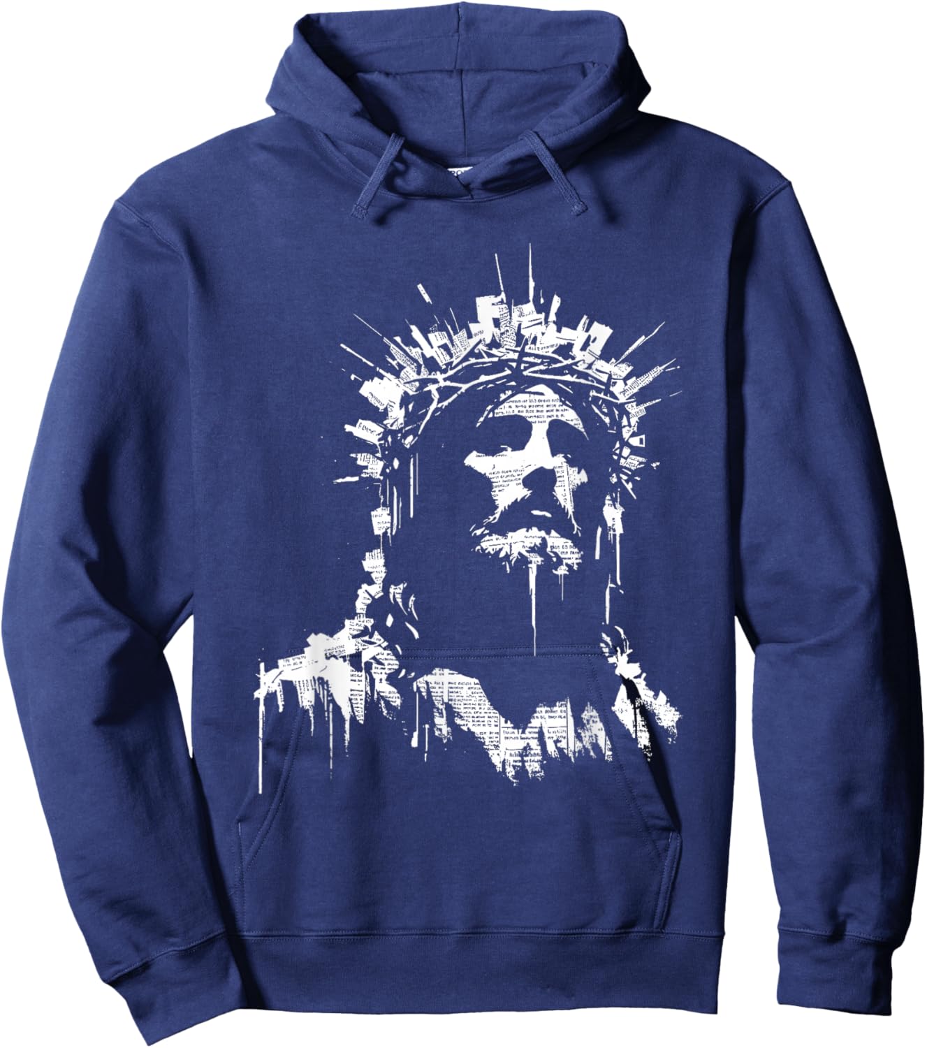 Jesus Newspaper Illustration - Vintage Christian Religious Hoodie - Hoodie | Navy